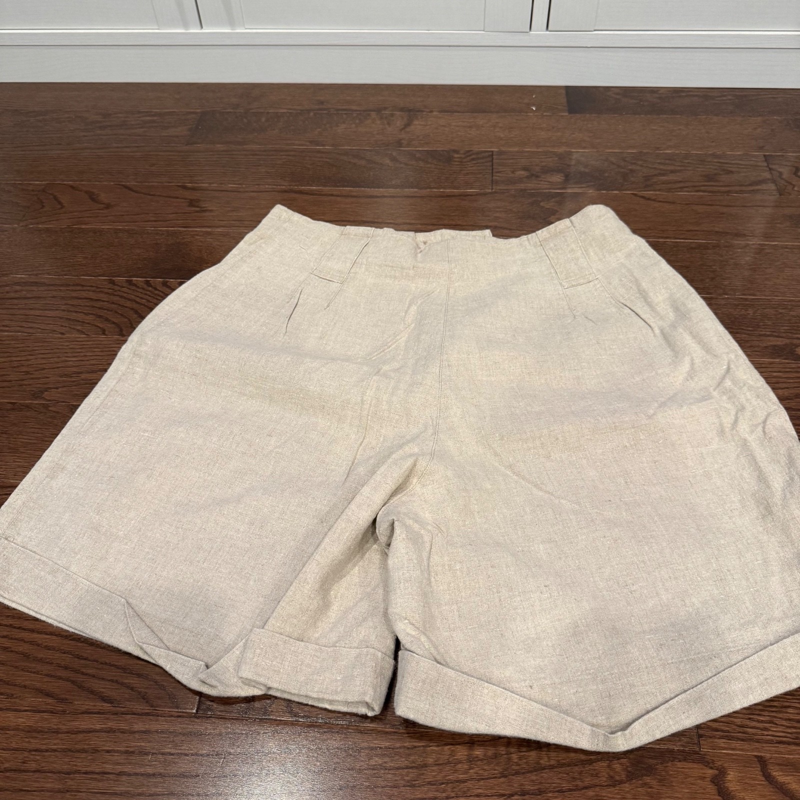 Vtg 90s Rafaella Linen Blend Pleated Bermuda Walking Shorts Women&rsquo;s Sz 10 Beige