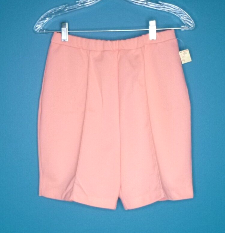 NOS Vtg 60s 70s Woolco Double Knit Polyester Stretch Shorts Peach Color Sz M/L