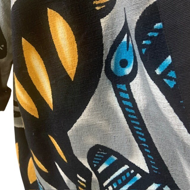 Vintage Oversized Bird Print Open Front Jacket L Coatigan Art to Wear Maximalist