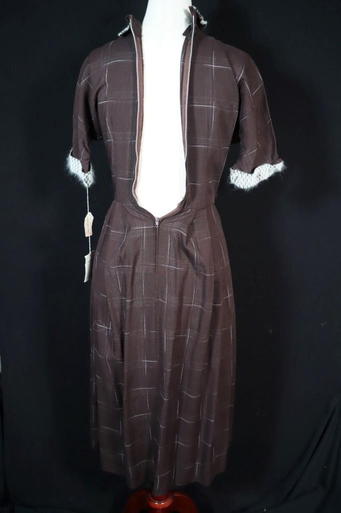 Vintage Deadstock 1950&rsquo;s Brown Gabardine Dress With Original tags Size 2+