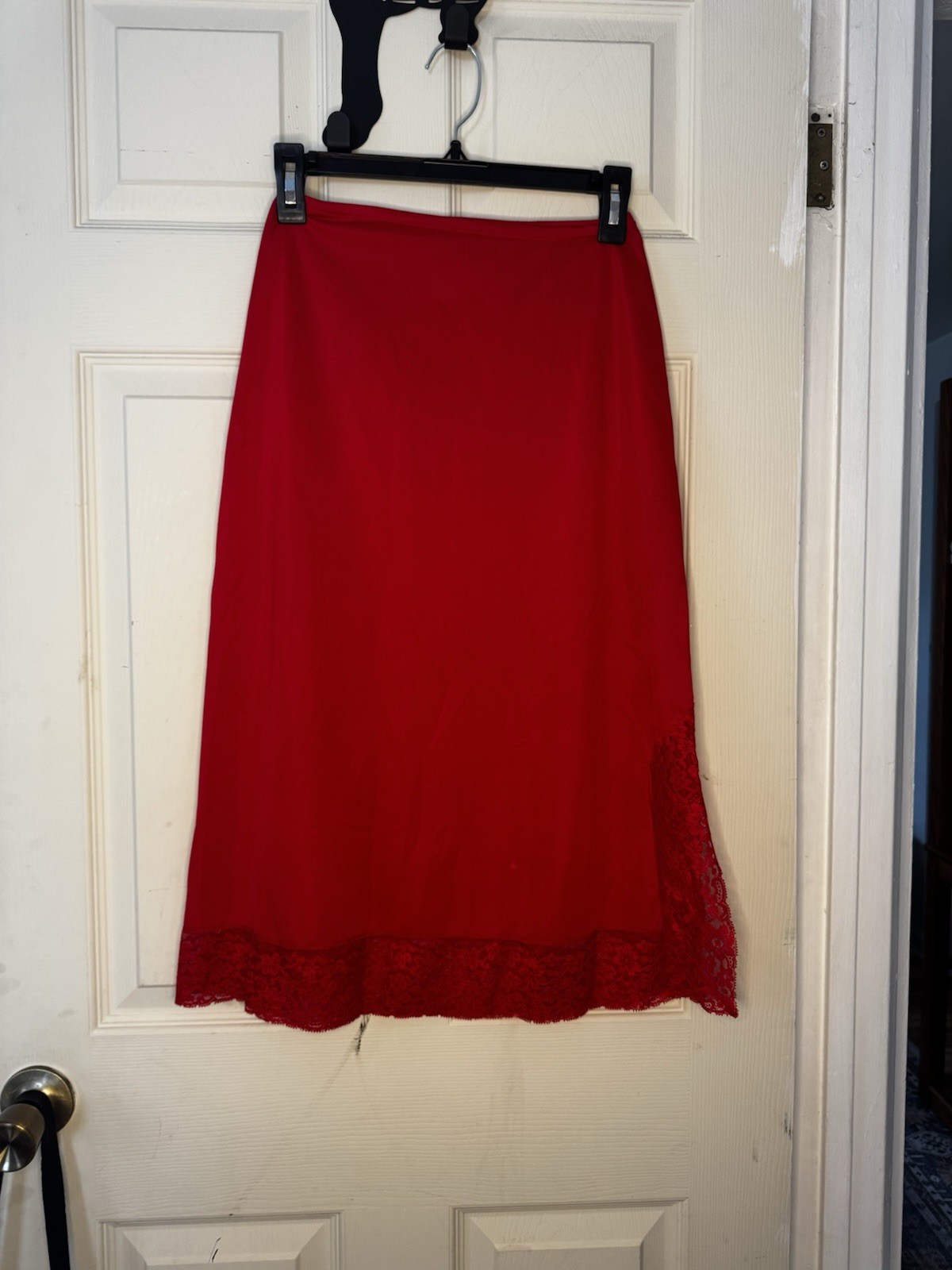 Vintage Van Raalte Opaquelon Red Half Slip Lace Trim Nylon Women’s Small