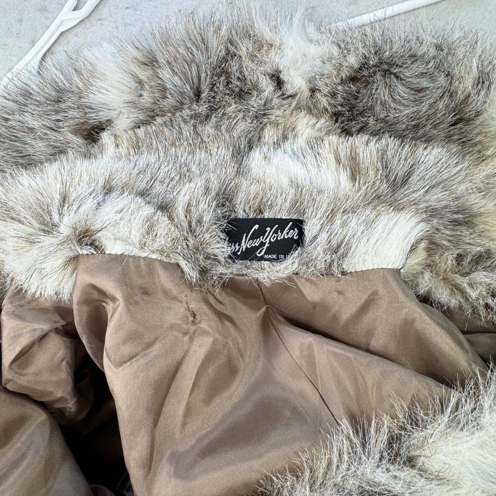 Miss New Yorker Faux Fur Coat Women Medium Gray Vintage Faux Lynx Mob Wife Luxe