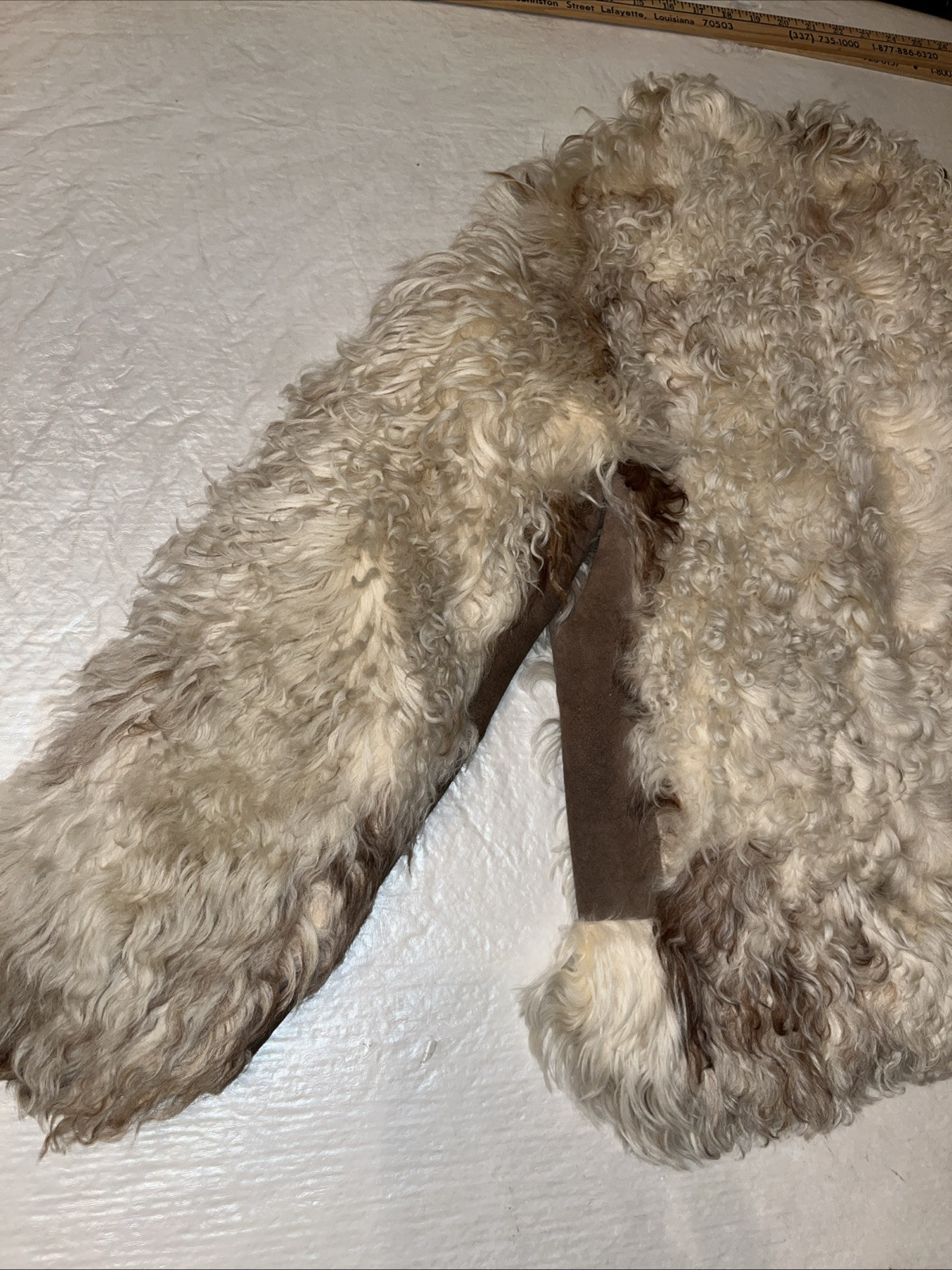 vtg MONGOLIAN SHEEPSKIN SHEARLING LAMBSKIN white fur coat SHEEP LAMB mob wife