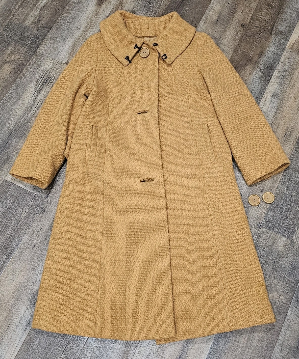 Vintage Union Made In USA 50&rsquo;s 60&rsquo;S Yellow Womens Wool Coat Miss Penn Jr&rsquo;s