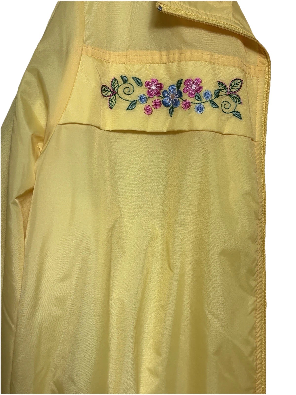 Vintage Blair Windbreaker Jacket Yellow Floral Embroidered XL 90s Nylon