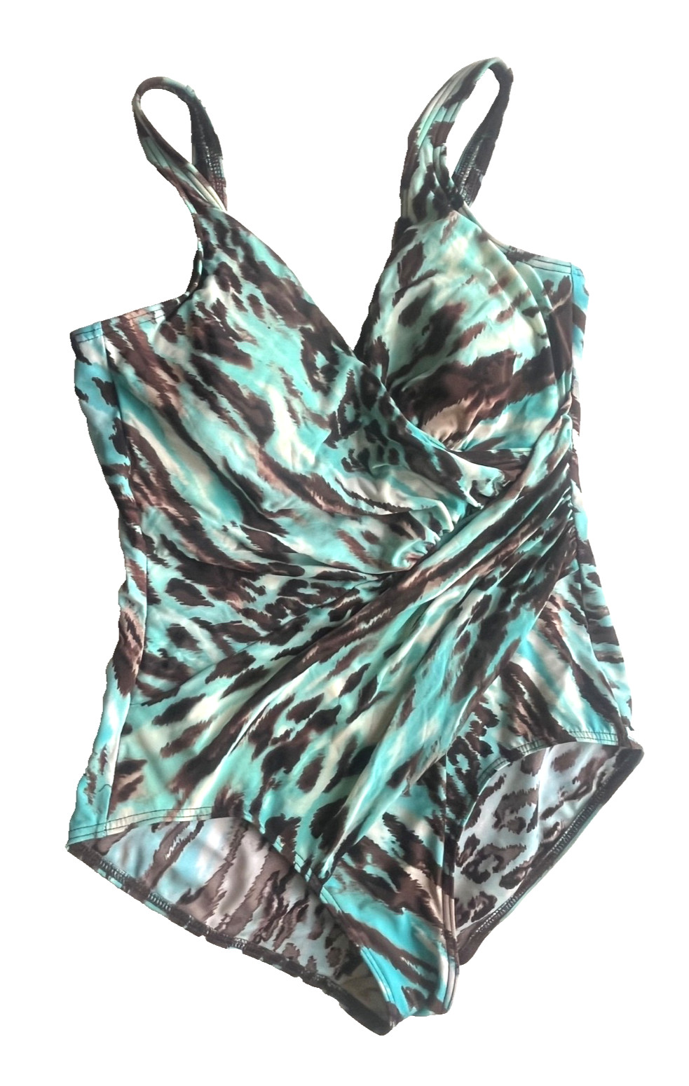 VINTAGE MIRACLESUIT BLUE BROWN ONE-PIECE TANK SWIMMING SUIT SWIMSUIT WOMEN&rsquo;S 12