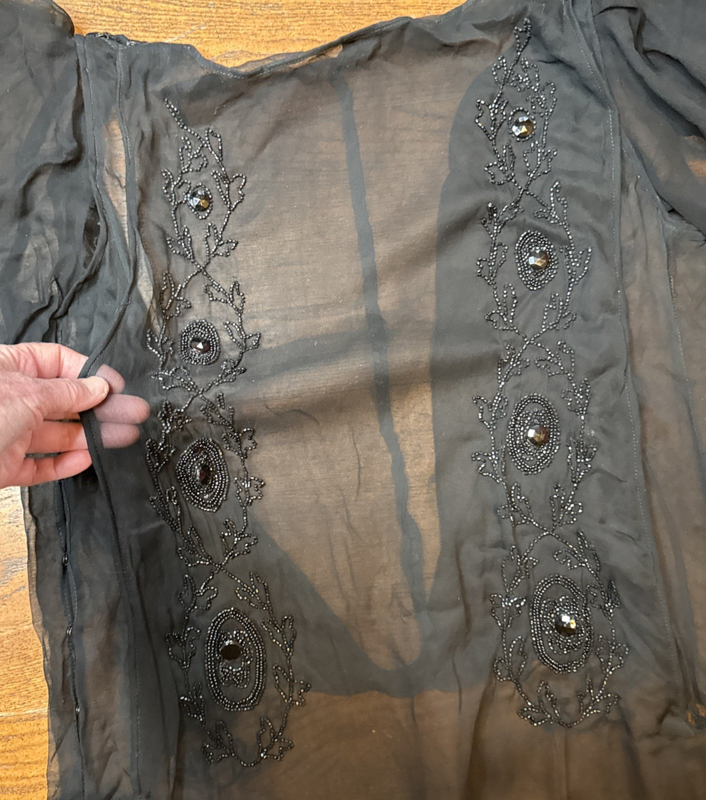 Antique 1920s Beaded Silk Chiffon Flapper Dress – Authentic Art Deco Tabard