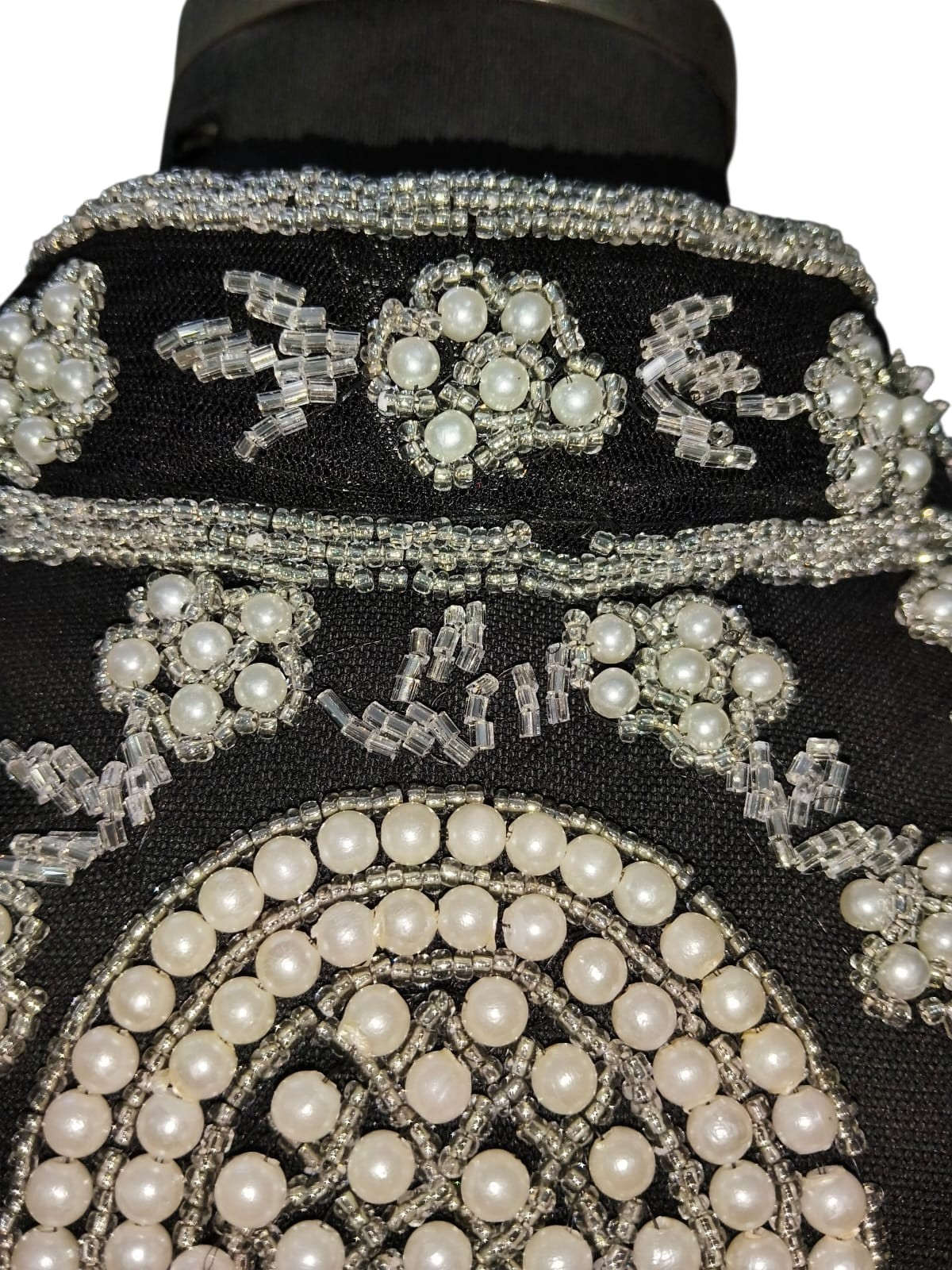 Black Beaded Capelet Bridal VTG Shawl Stole Shrug Fringe Wedding Women