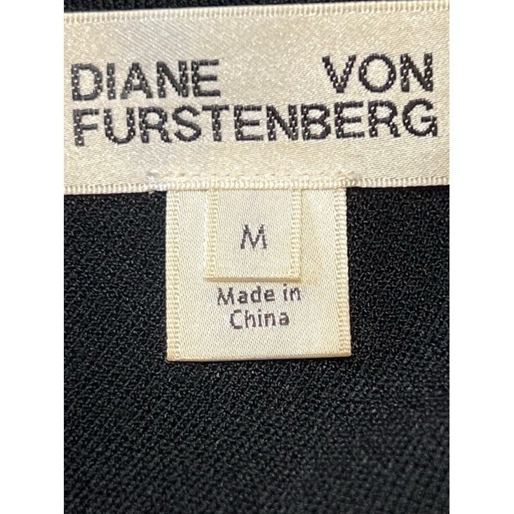 Diane Von Furstenberg DVF One Shoulder Black Bodycon Midi Dress Old Money M
