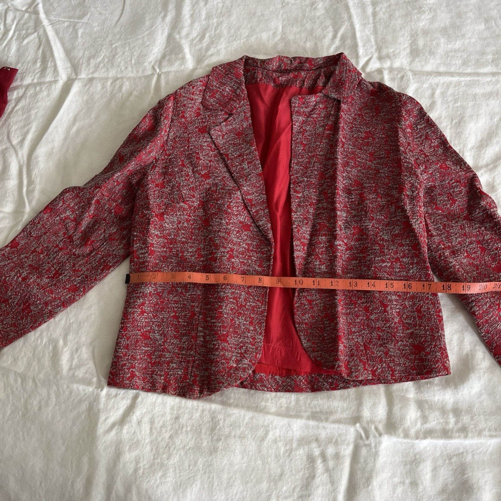 vintage circa 1960 gray and red womens skirt suit