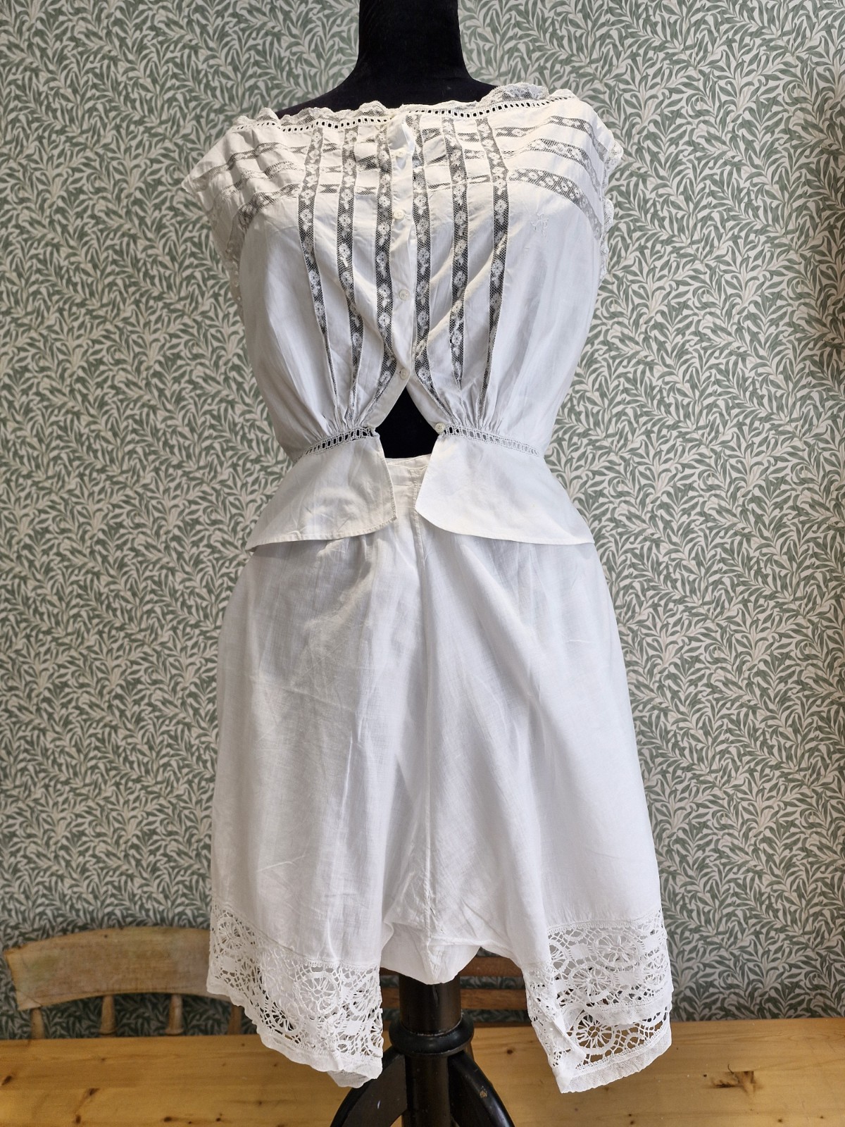Antique Victorian Edwardian Camisole corset cover cotton lace.