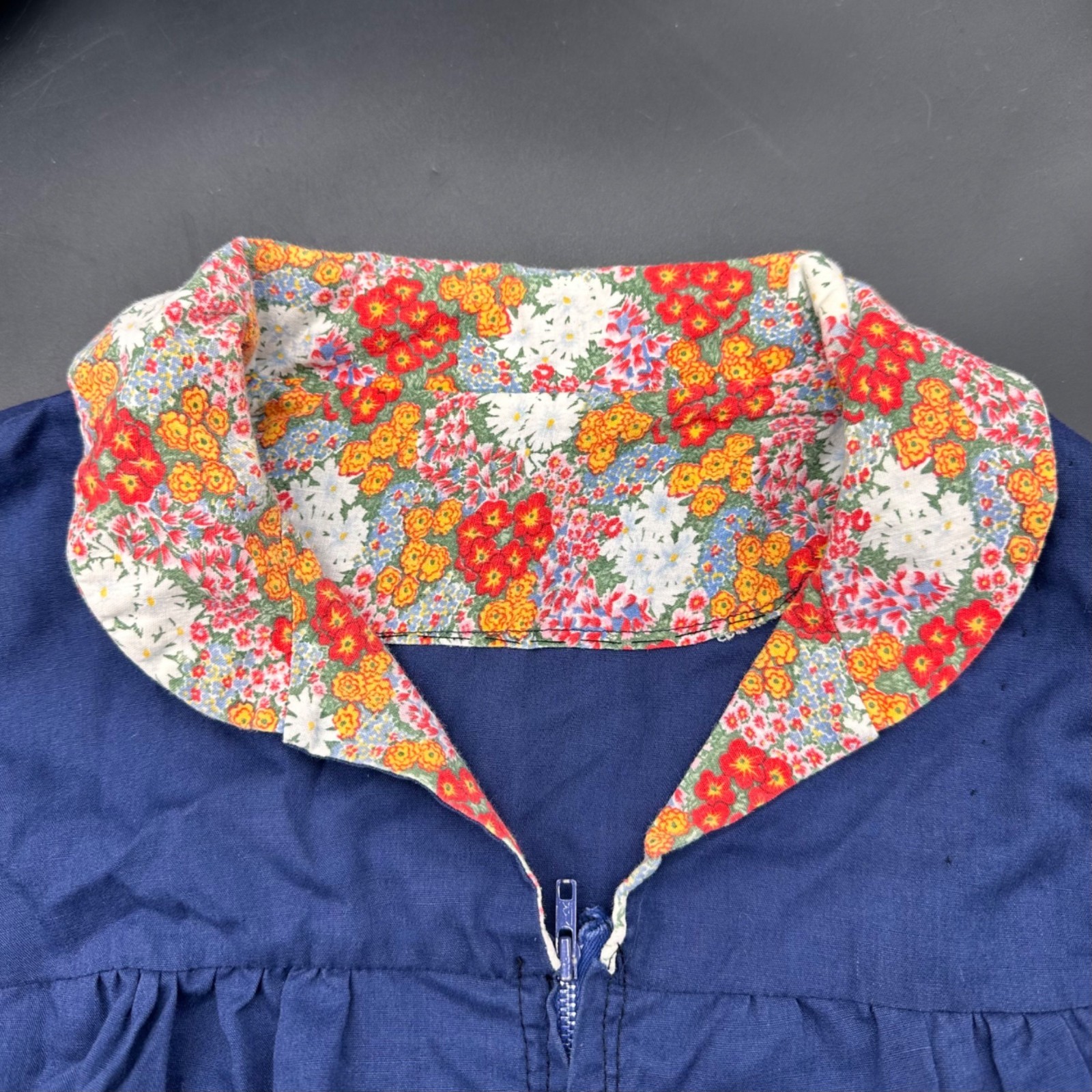 Vintage Duster Housecoat Handmade 1970s Sleeveless Floral Butterfly Pockets