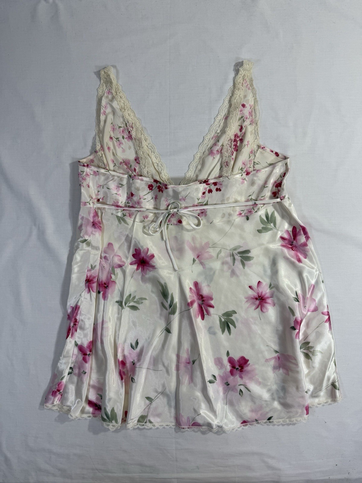 Y2K Gilligan O&rsquo;Malley White & Pink Floral Coquette Babydoll Nightgown XL