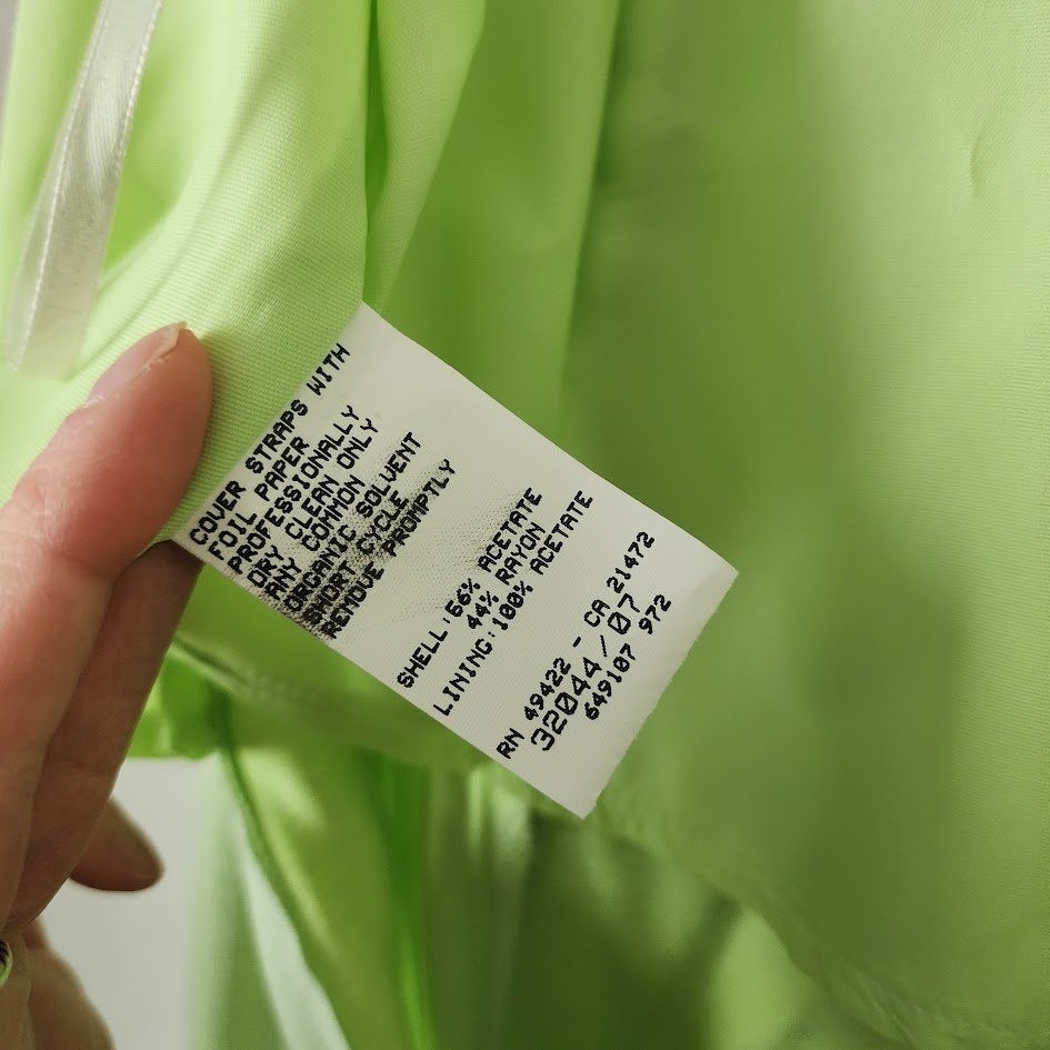 JESSICA MCCLINTOCK 90s Y2K Satin Slip Dress Mint Green Rhinestone McBling 5/6