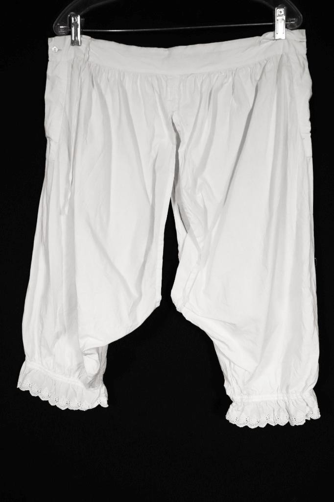 Antique Edwardian French White Cotton Bloomers Size Medium 34&Prime; Waist Exc Cond