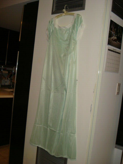 Vintage 60s Jamaica Aqua Green Maxi Night Gown – Size Small – NEW