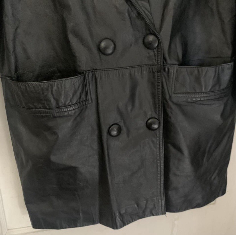Vintage blazer Comint black leather double-breasted Blazer coat size M