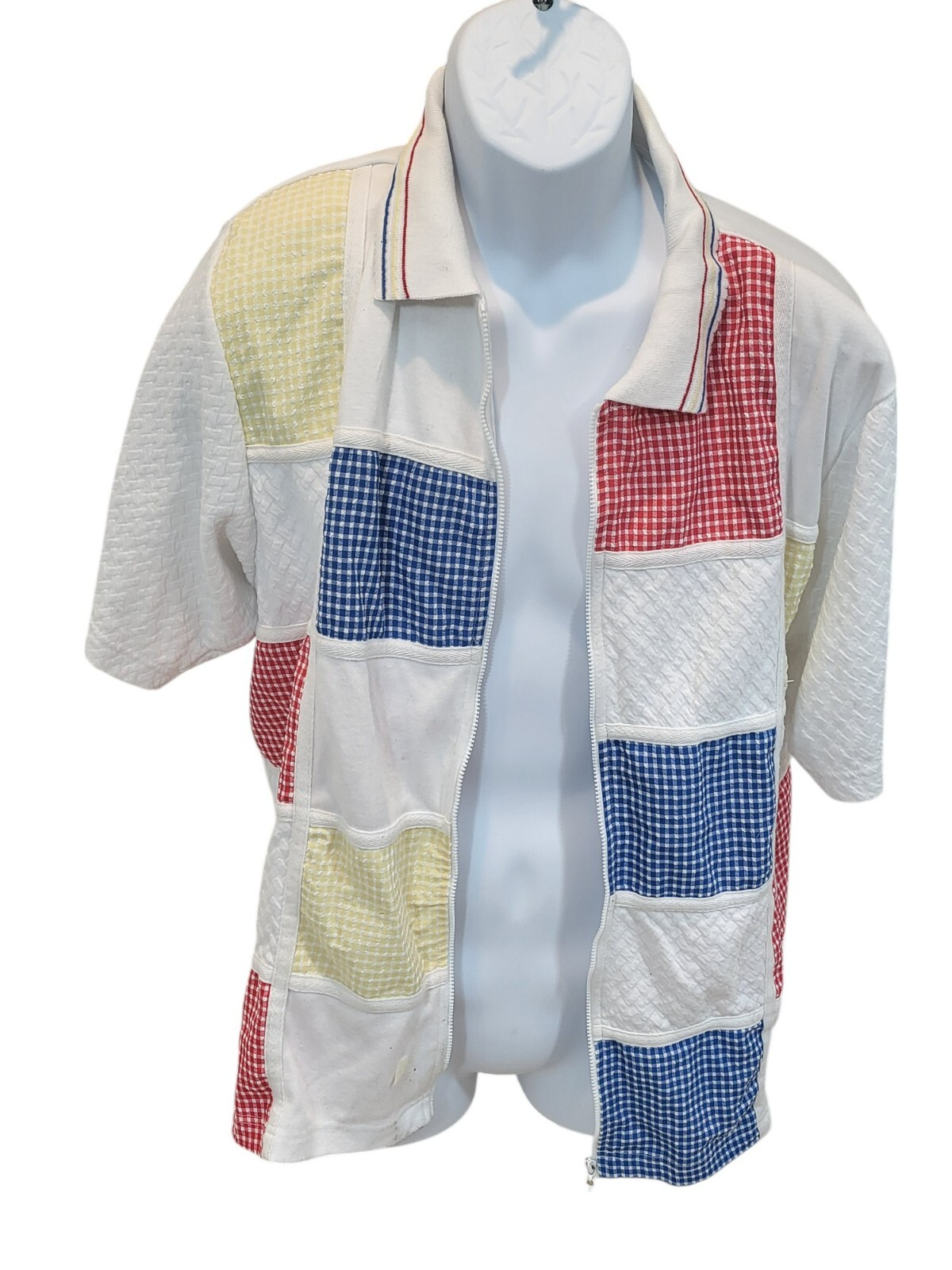 Koret Francisca Vintage 1990s Multicolor Zip Up Colorblock Shirt Size XL
