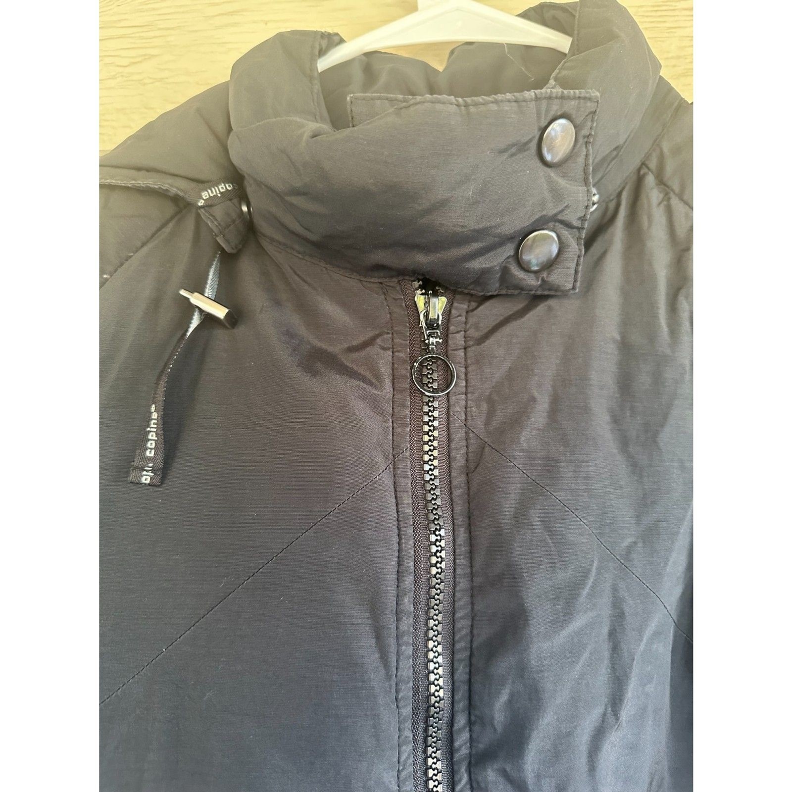 Archive Cop. Copine Paris French Text Avant Garde Long Hooded Coat Jacket