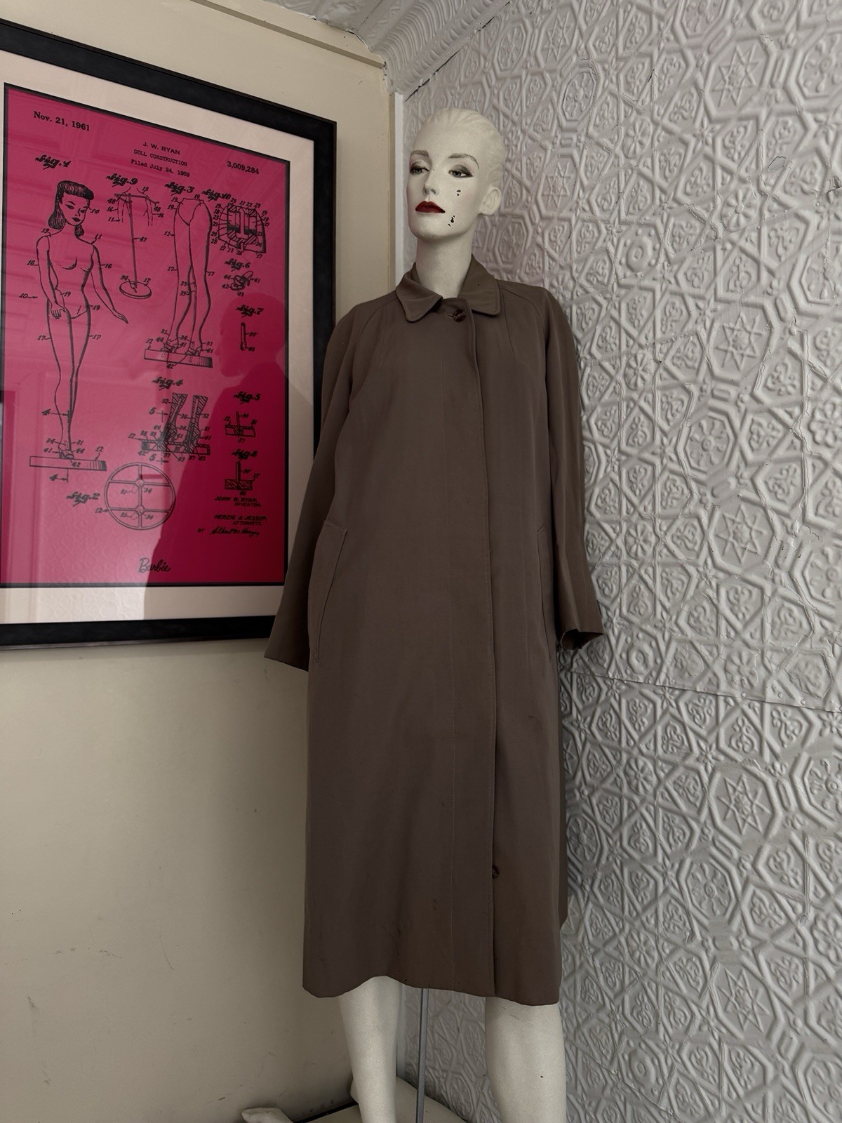Original Vintage Mac-Chas Macintosh Overcoat-1940s-Rain-Beige-As is-Winter Coat