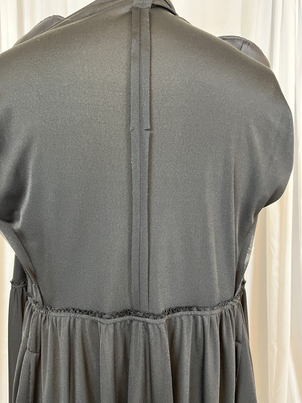 1980&rsquo;s Black Poly Wrap Disco Dress With Sequins and Rhinestones Size 10