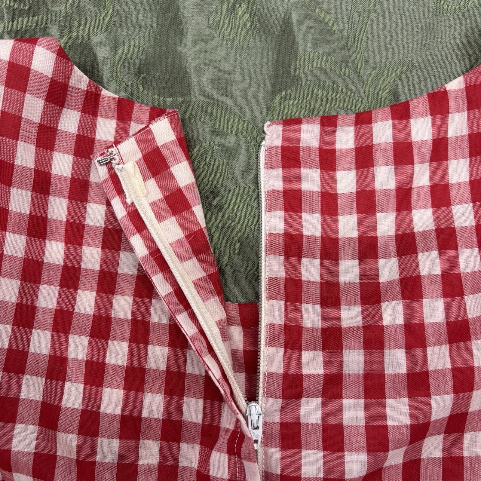 Vtg 60s Mr Mort Stan Herman Precut Originals Gingham Smocked Mini Dress Red XS S
