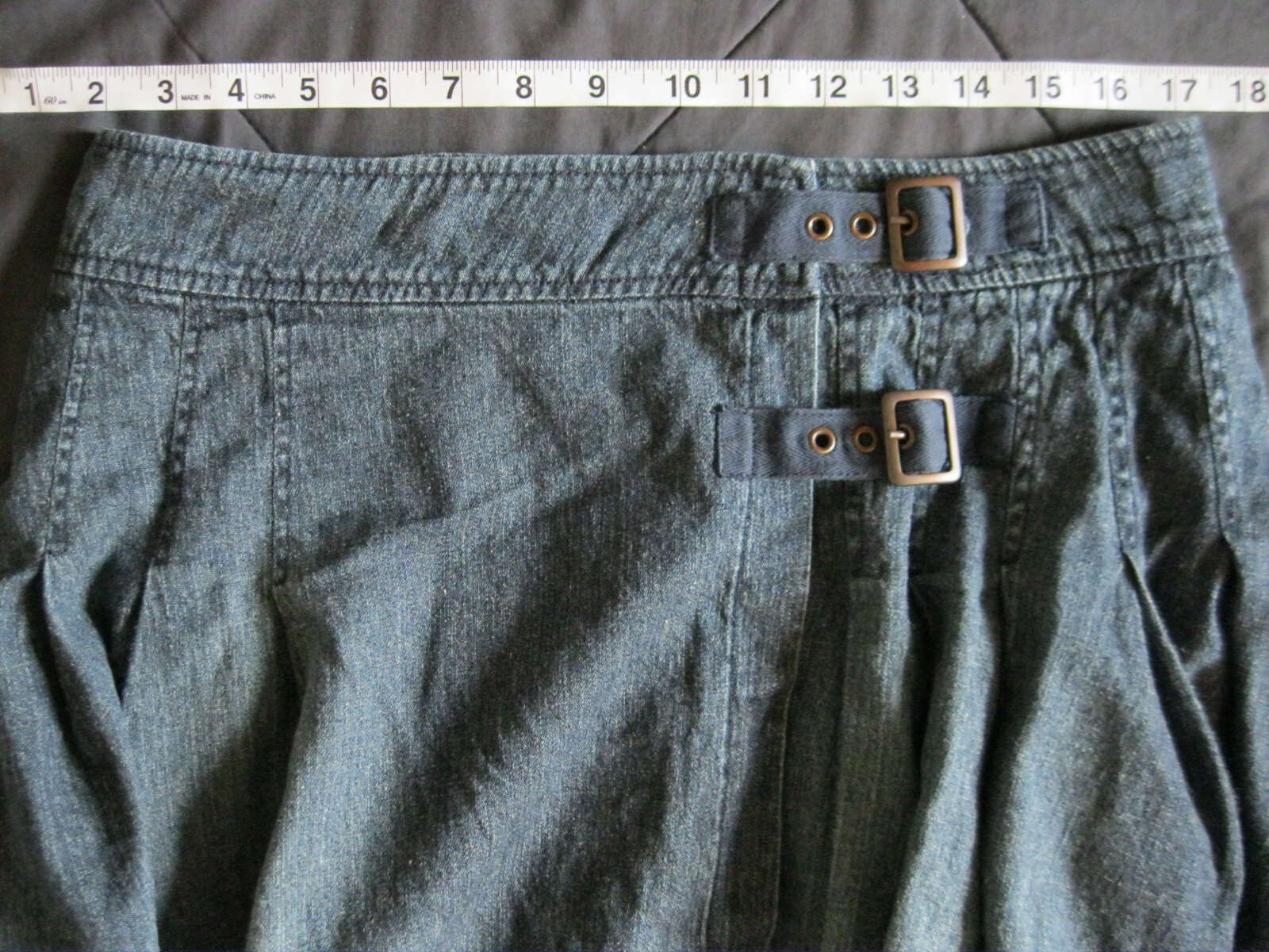 New Y2K l.e.i Denim Wrap Around Super Short Mini Skirt Heavily Pleated Sz. 5 SM.