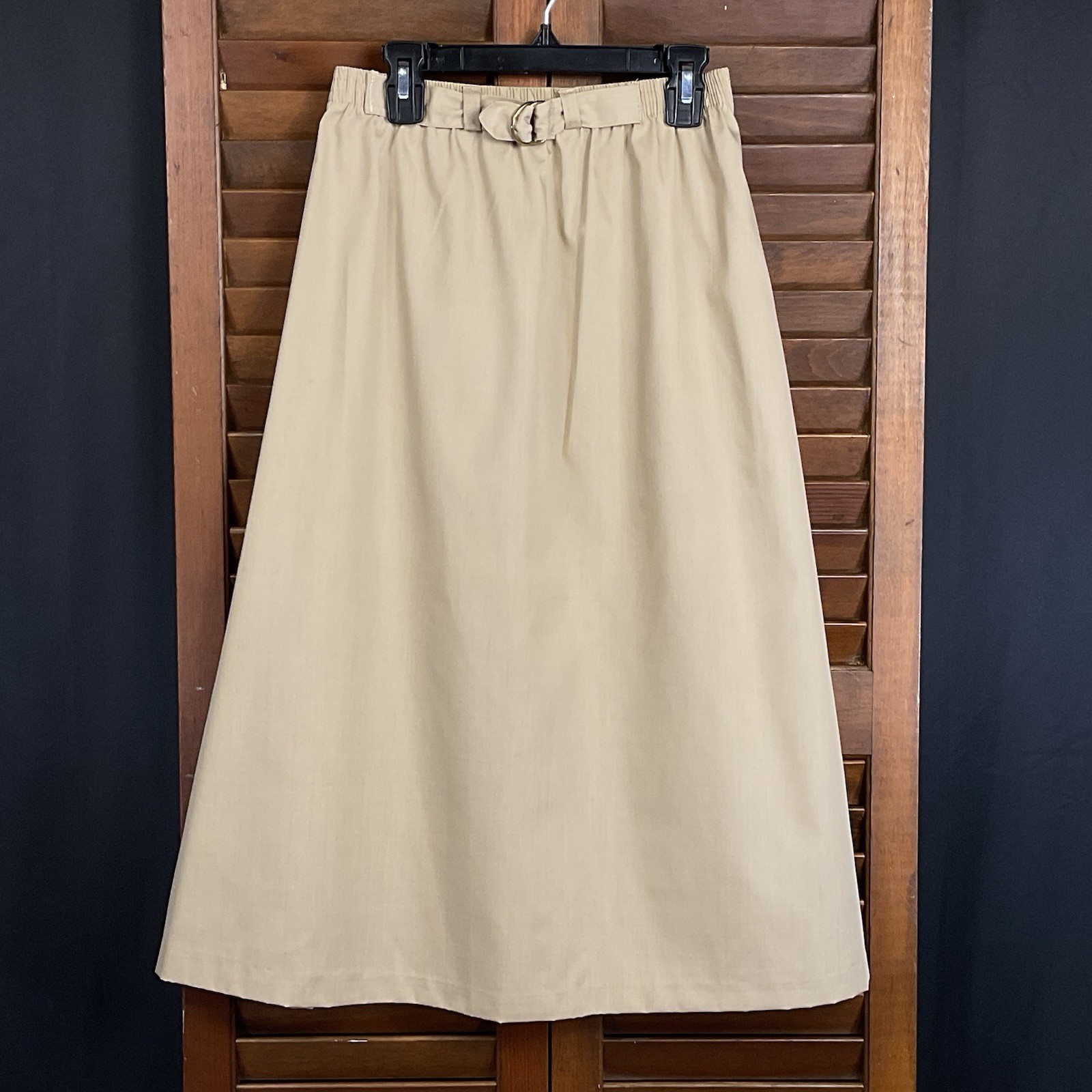 Vintage TAKE 1 Khaki Midi Skirt Geek Retro Pull On Everyday Casual Modest