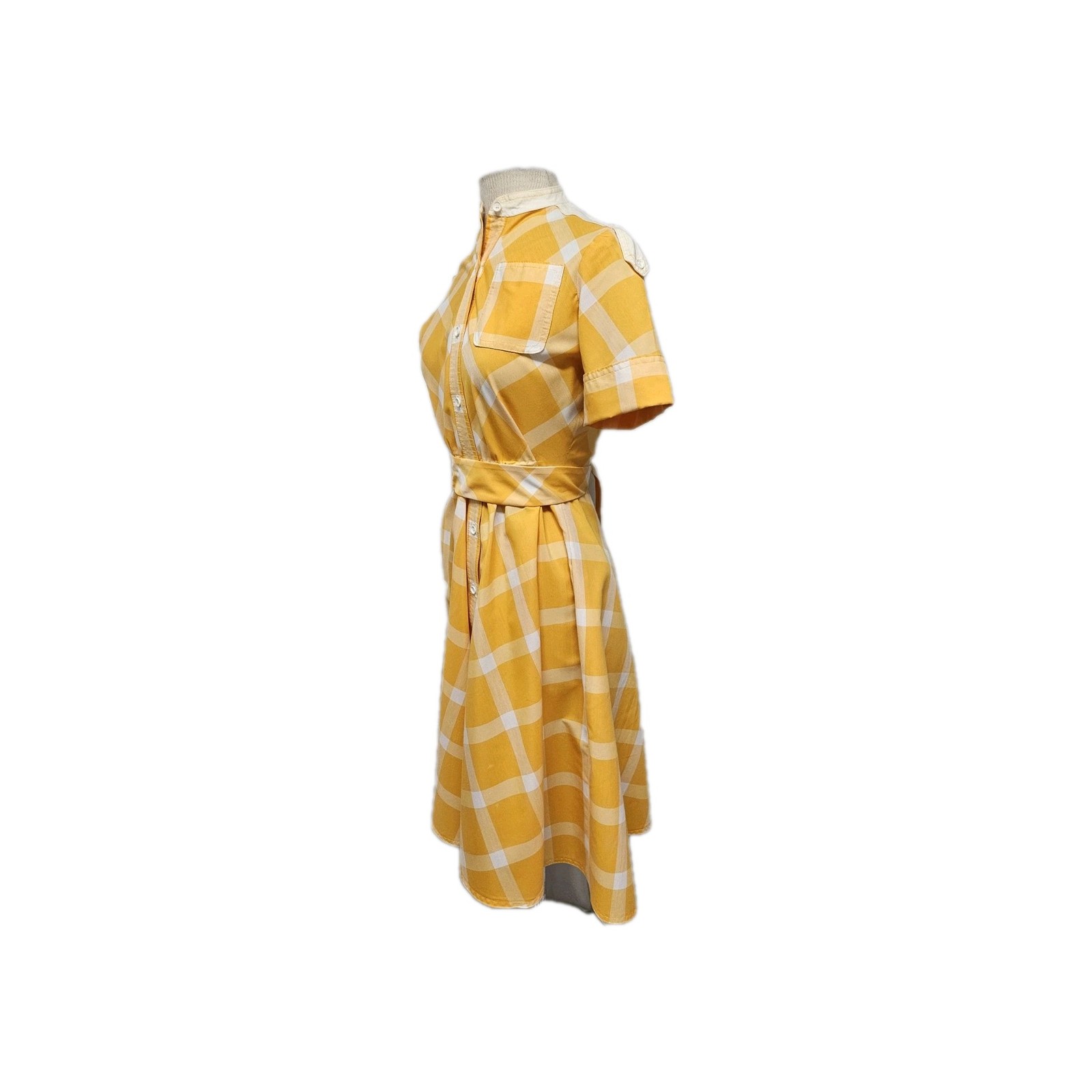 Vintage 1950’s Yellow Gingham Adorable Cotton Tea Dress By Montaldos Size 4