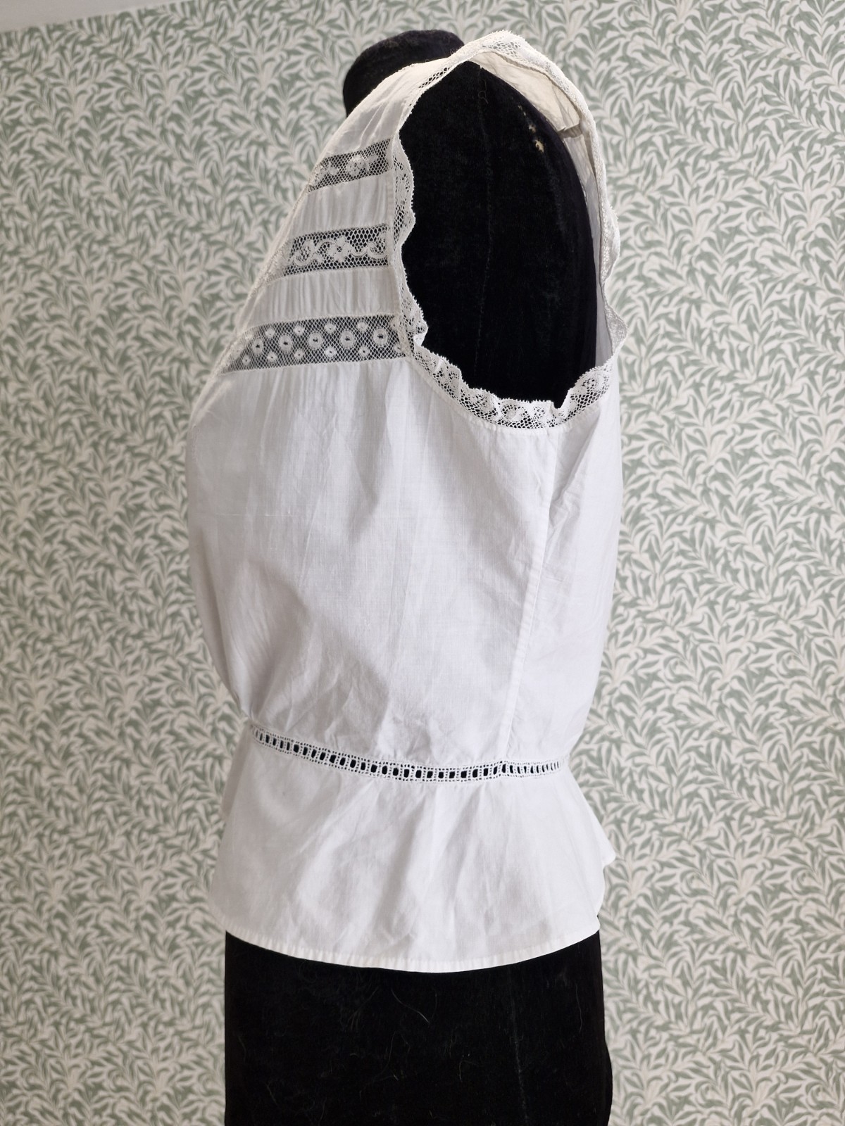 Antique Victorian Edwardian Camisole corset cover cotton lace.