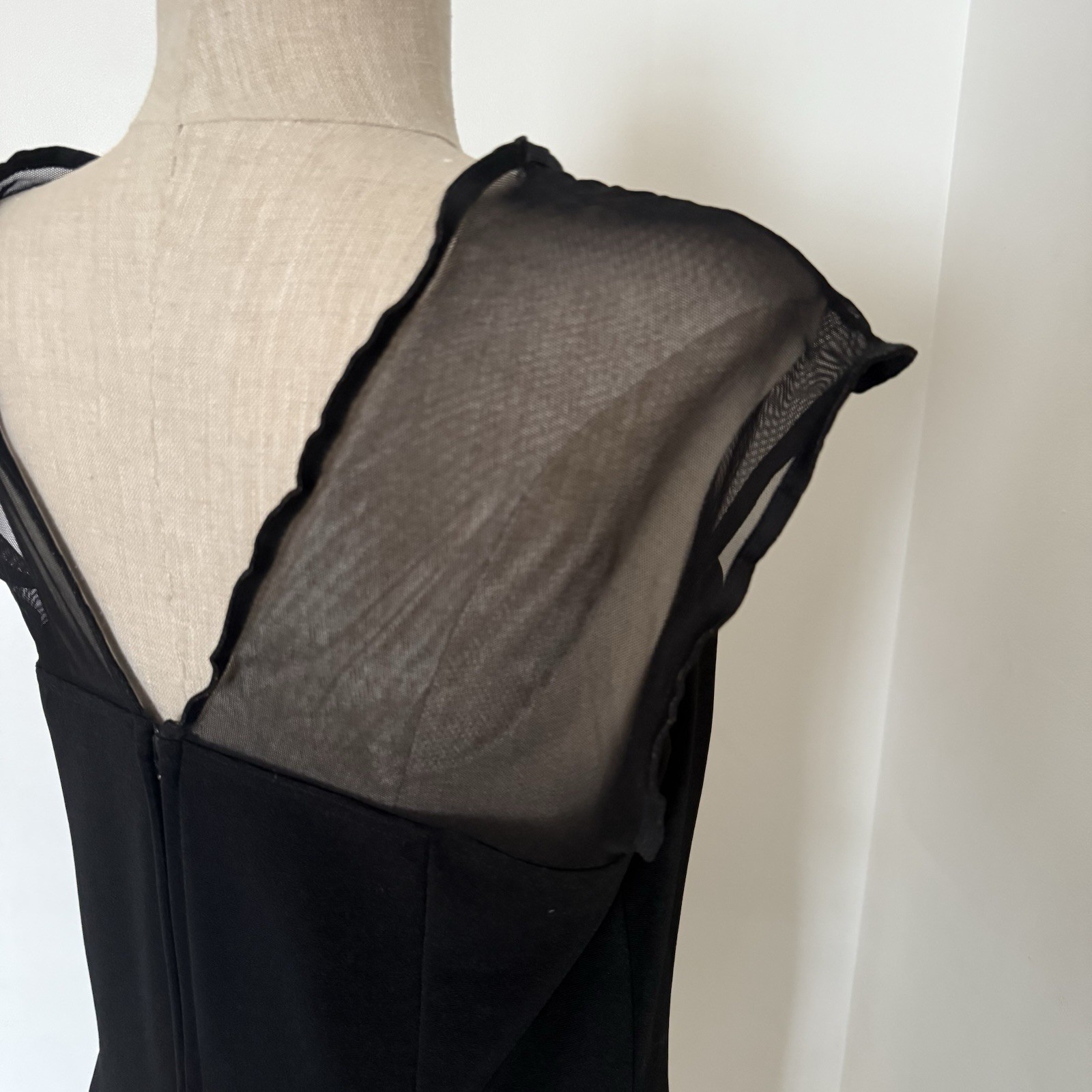 Vintage Boulevard De Paris Fitted Black Dress Size 12 Stretch Knit Sheer