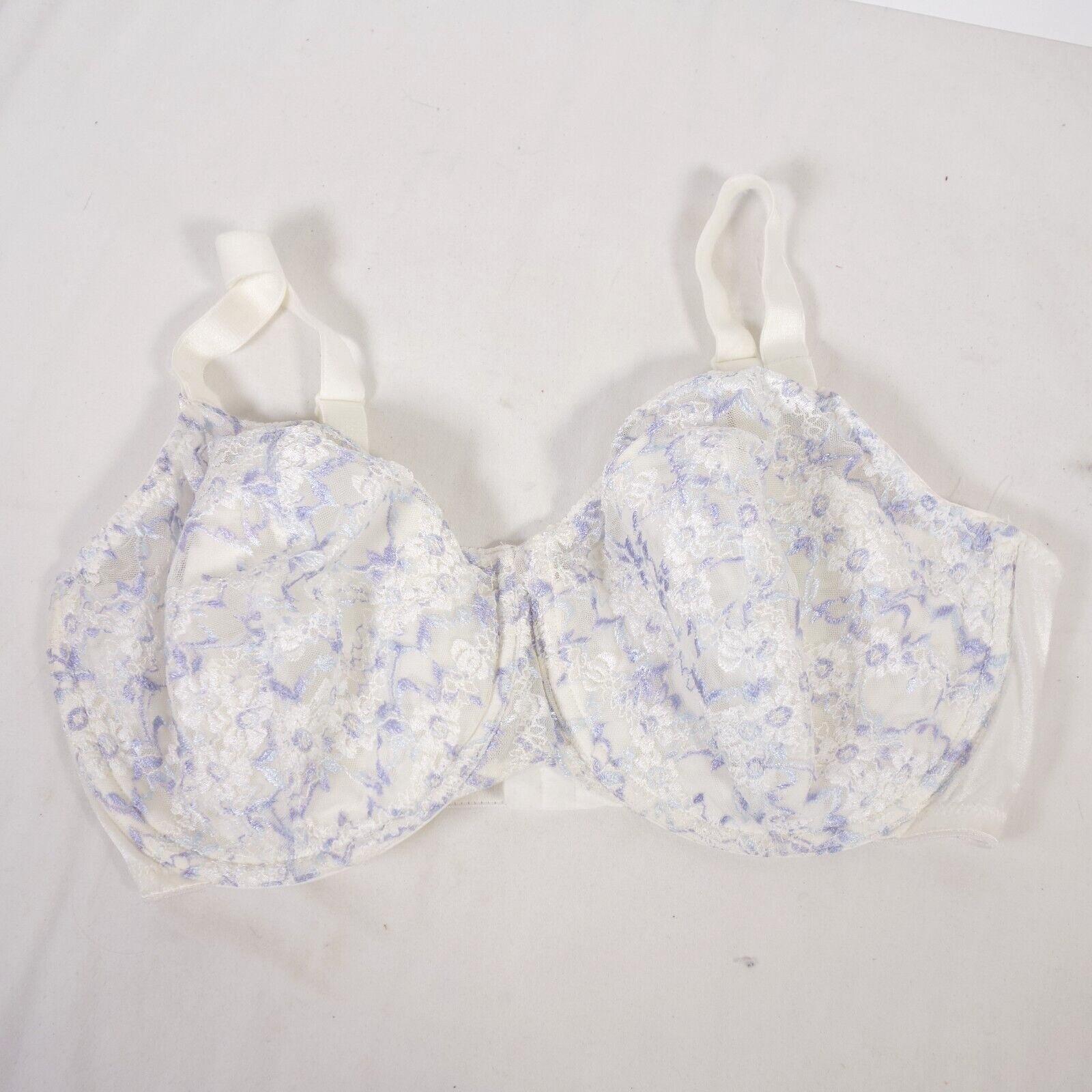 Vintage Olga 35038 Floral Lace Bra Lined Underwire Womens 40DD Purple Floral