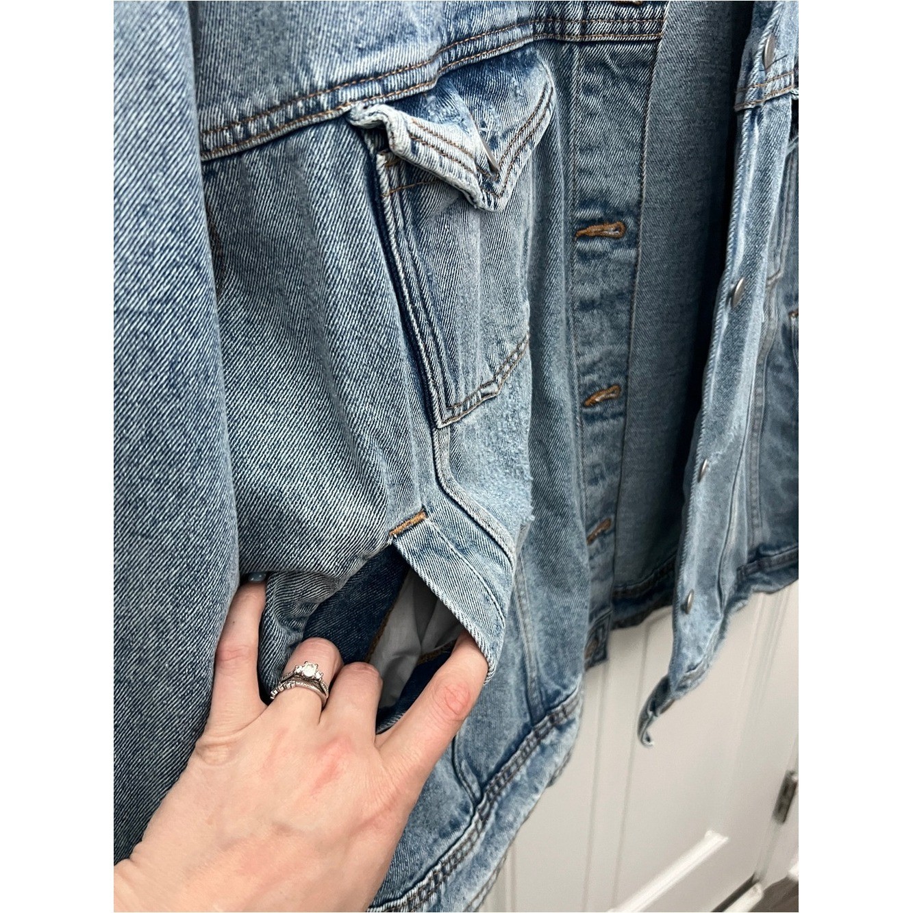 Celebrity Pink Washed Denim Jacket in Light Blue