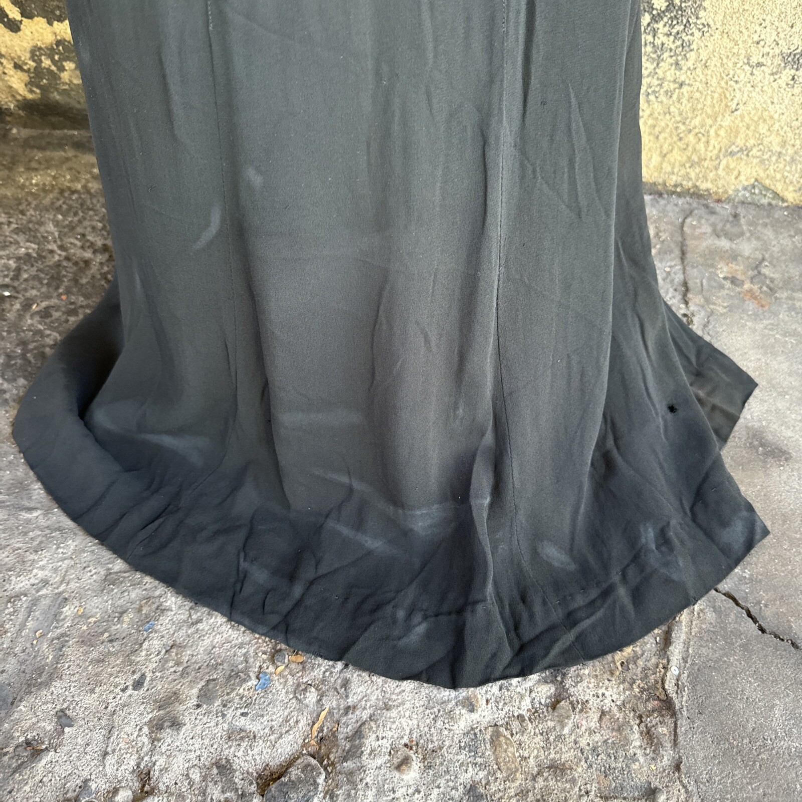 Vintage 1930s Black Silk Dress Silver Lamé Balloon Sleeves Metal Bead Accents