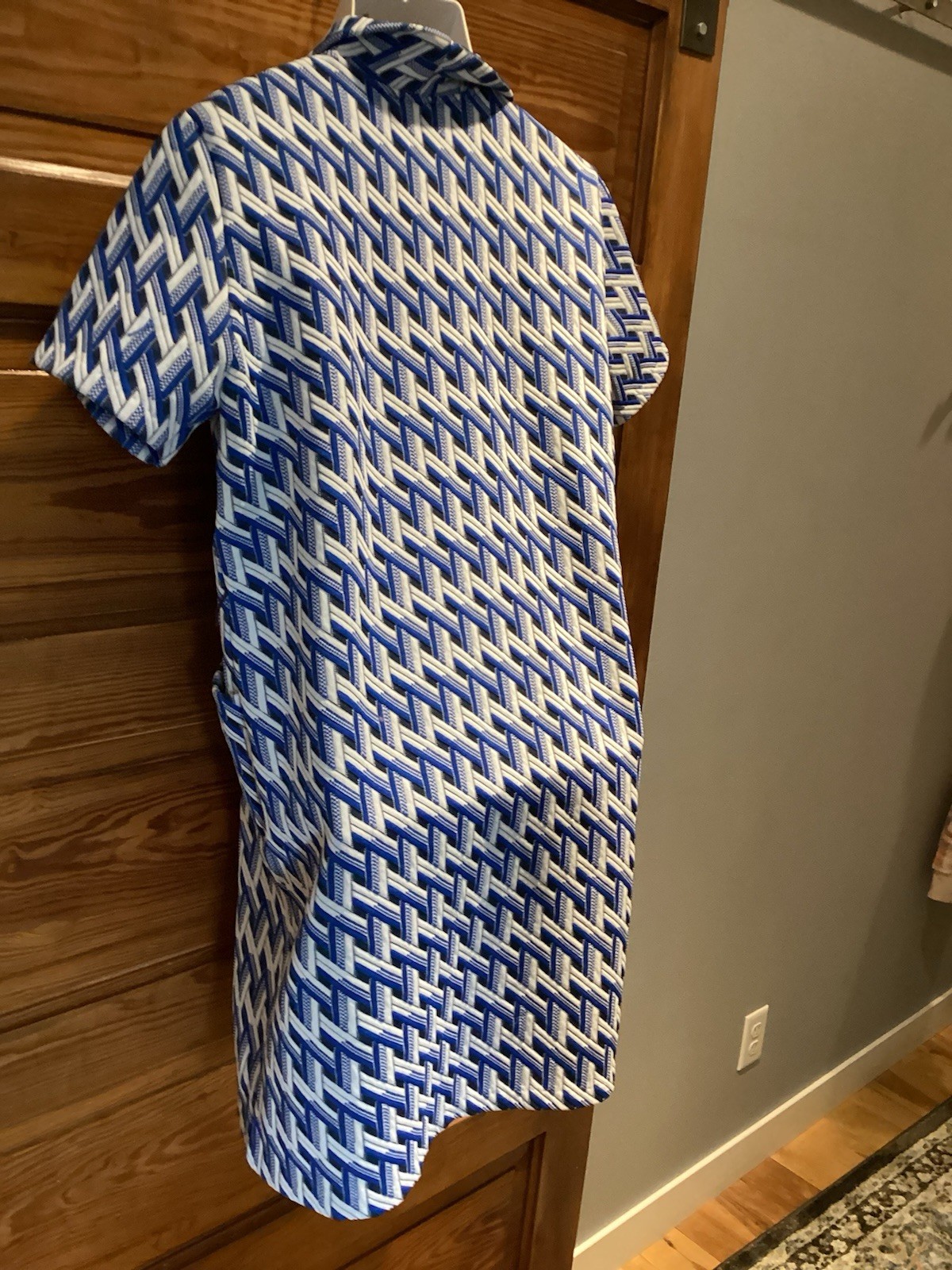 VGT Blue Geometric Polyester Mini Dress 22 1/2 Mod Rockabilly XXL