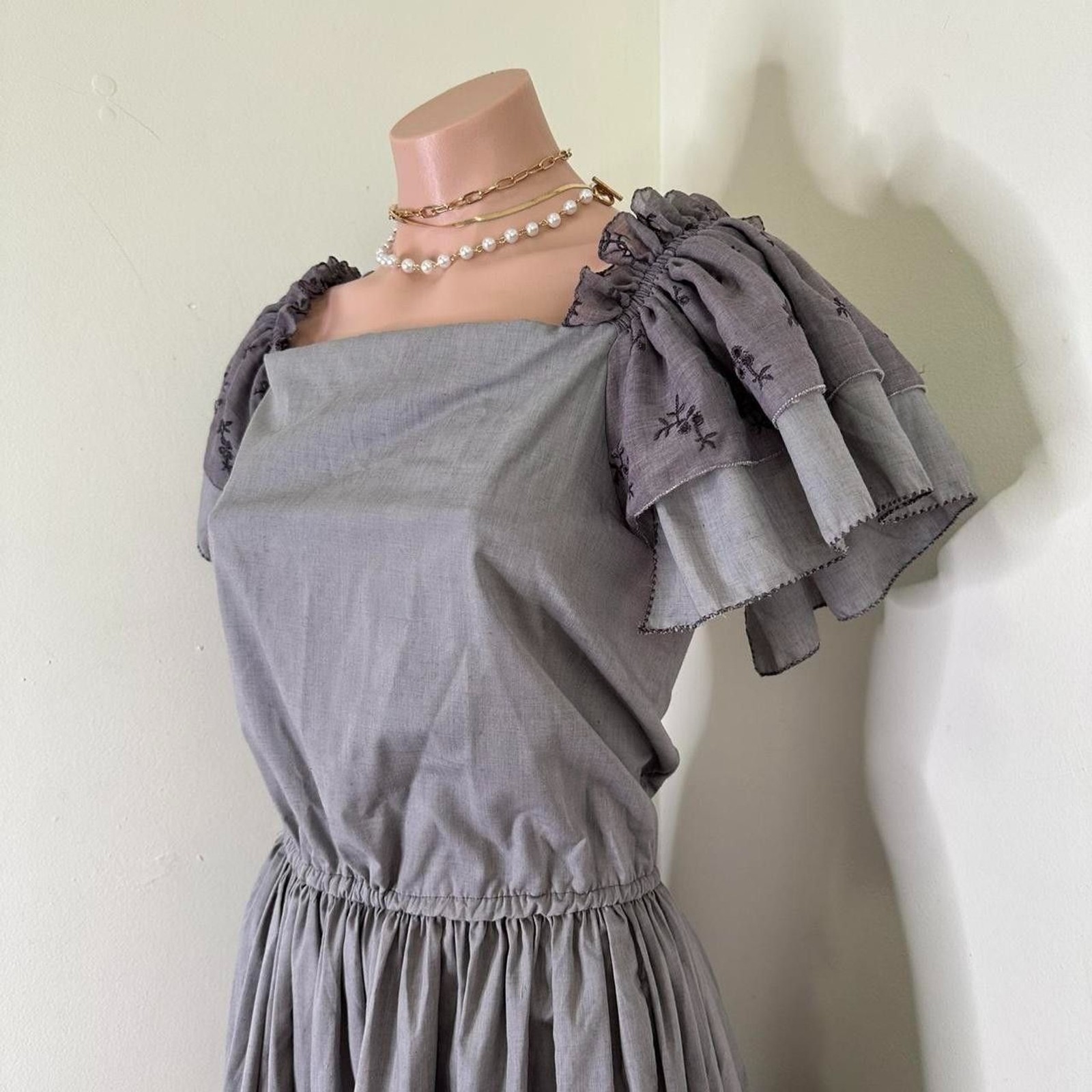 Vintage Handmade Gray Regency Gown