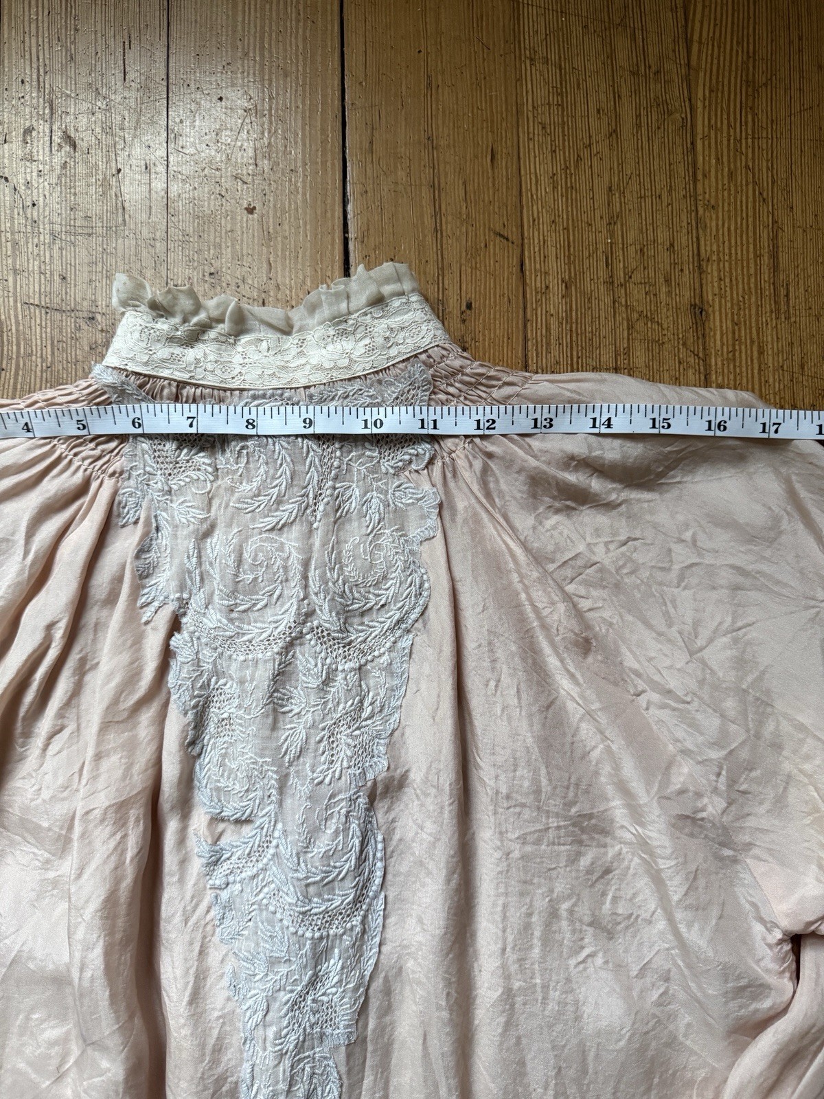 True Vintage Rare Victorian-Edwardian Blush Silk Lace Blouse