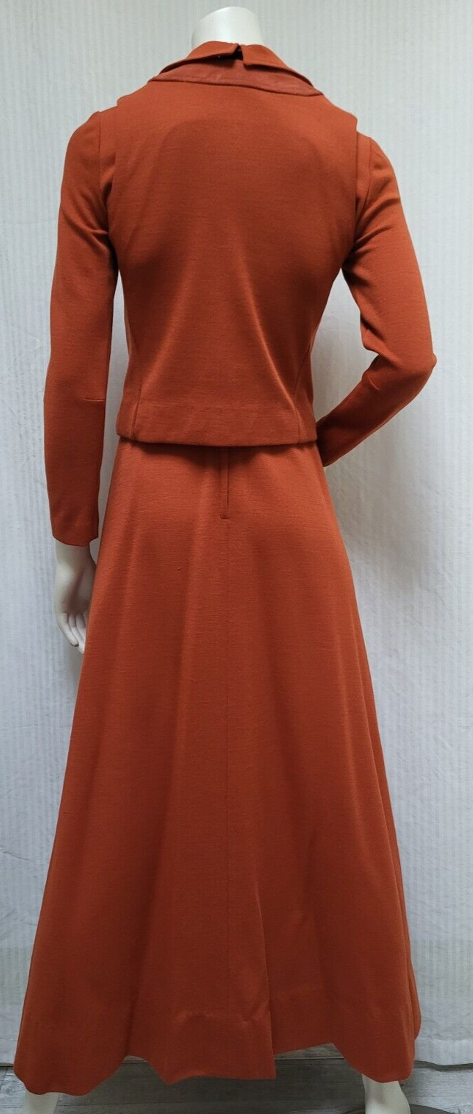 Vintage 1960/70s ALAMOR Rust Orange Double Knit Dress + Vest – Size S