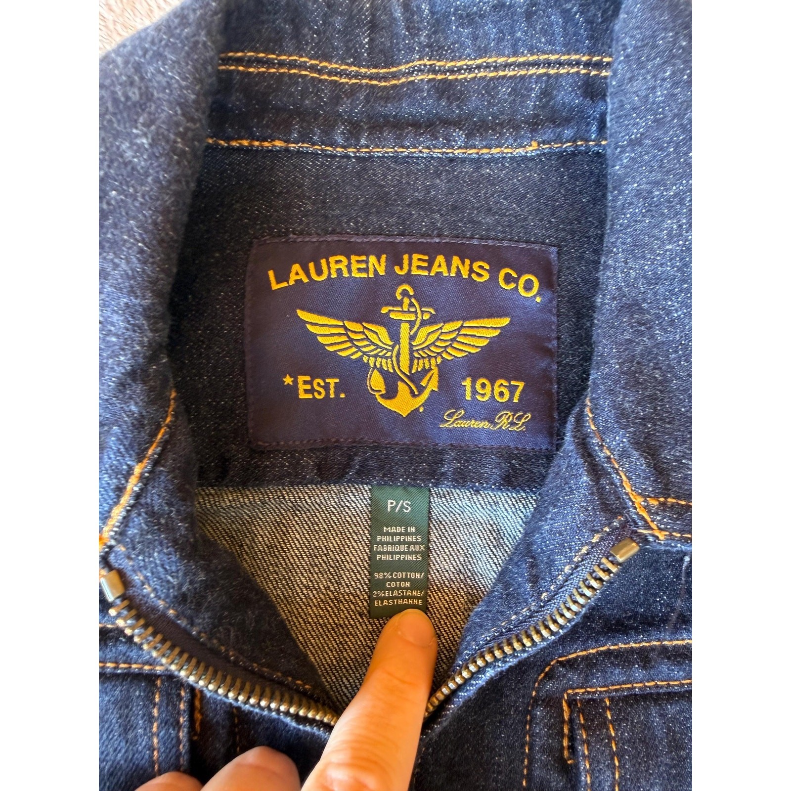 Vintage 2000s Ralph Lauren Denim Jacket & Skirt Set Gold Button Suit Petite