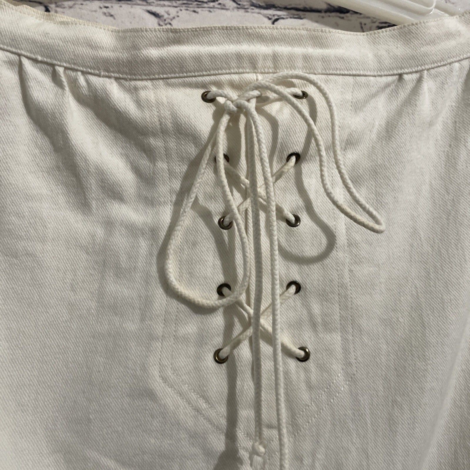 CELINE Vintage Macadam Gold Button 1980’s Cream Skirt Lace Up Stunning MCM