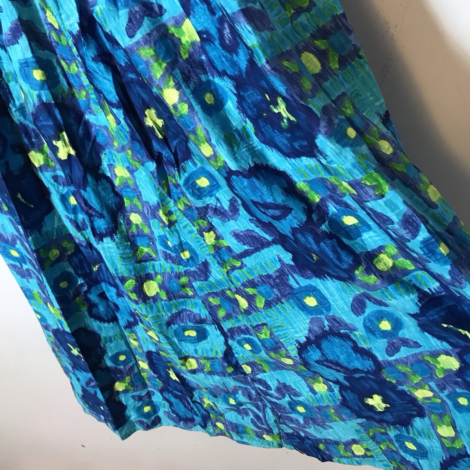 Vintage 1960s Waikiki Hawaiian Floral Psychedelic Watercolor Maxi Dress 70s M/L