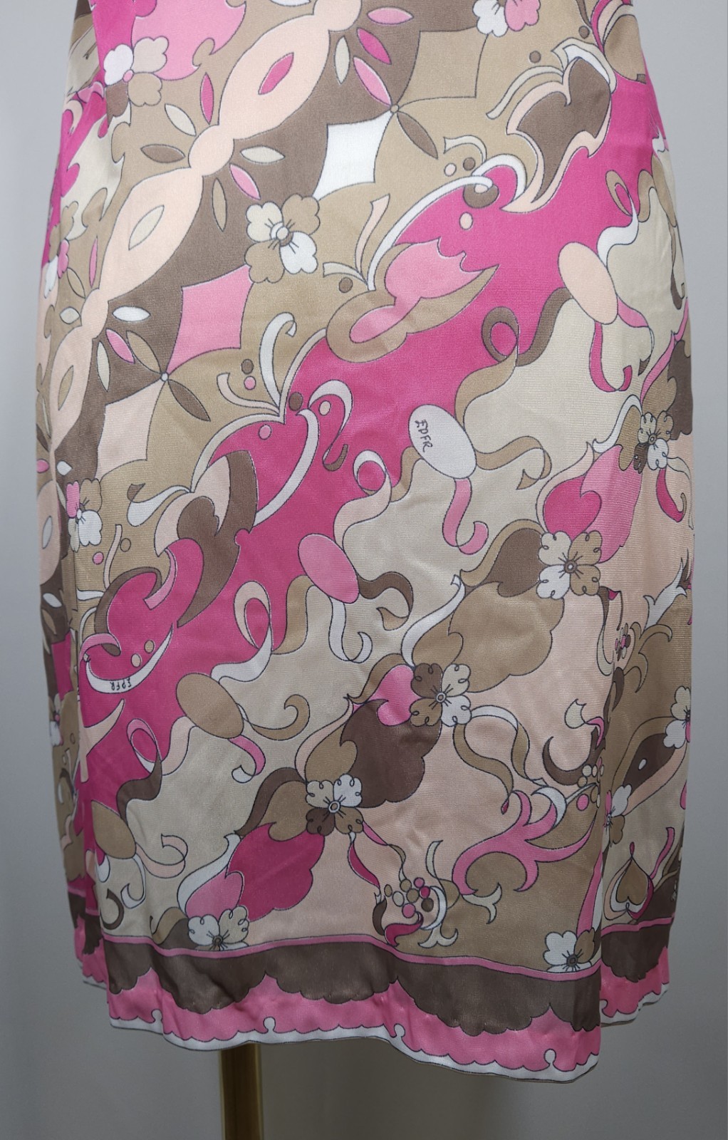 Vintage Emilio Pucci Nylon Mini Dress Form Fit Rogers Pink Tan Women&rsquo;s Size 34