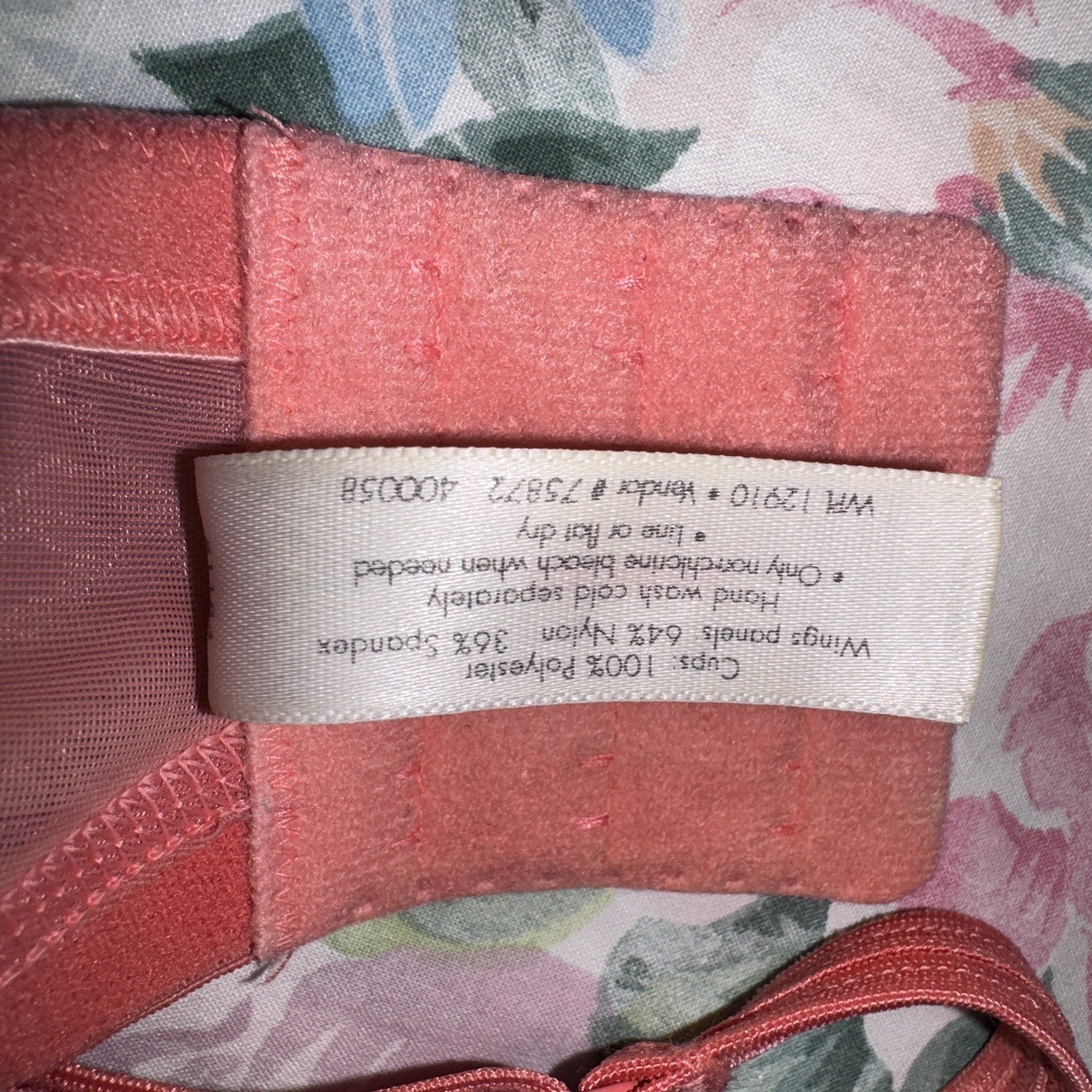 Cacique Lane Bryant Intimates Vintage Sheer See Through Floral Bra 44D
