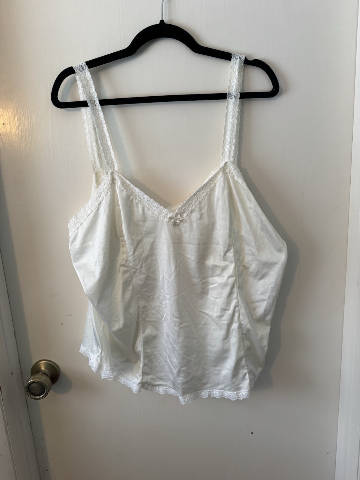 Vintage Mel Lin White Lace Camisole Plus Size 26/28 Bows 80s 90s Lingerie
