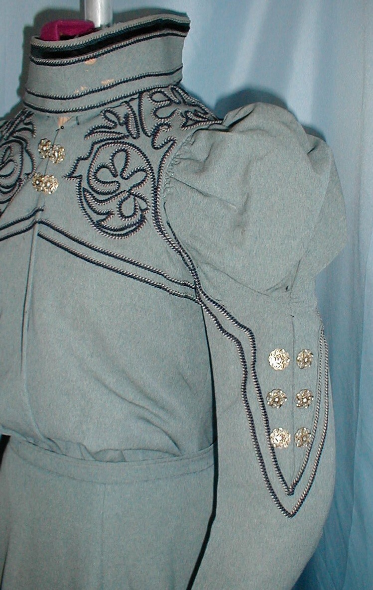 Antique Dress Seafoam Green Wool 1890&rsquo;s Victorian Braided Trims