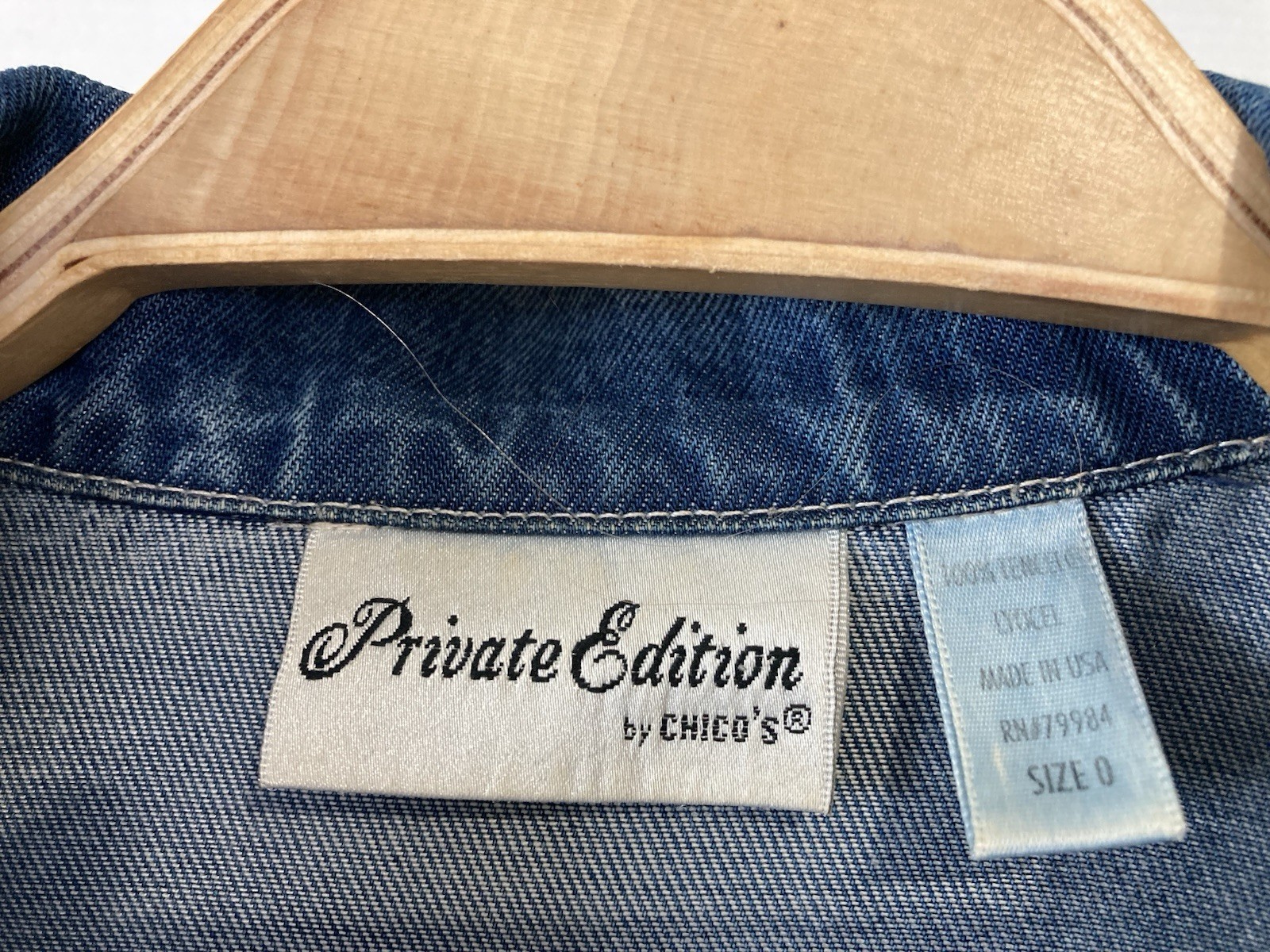 Denim Jacket Metal Buttons, Chico’s Private Edition Size 0, (Womens L)