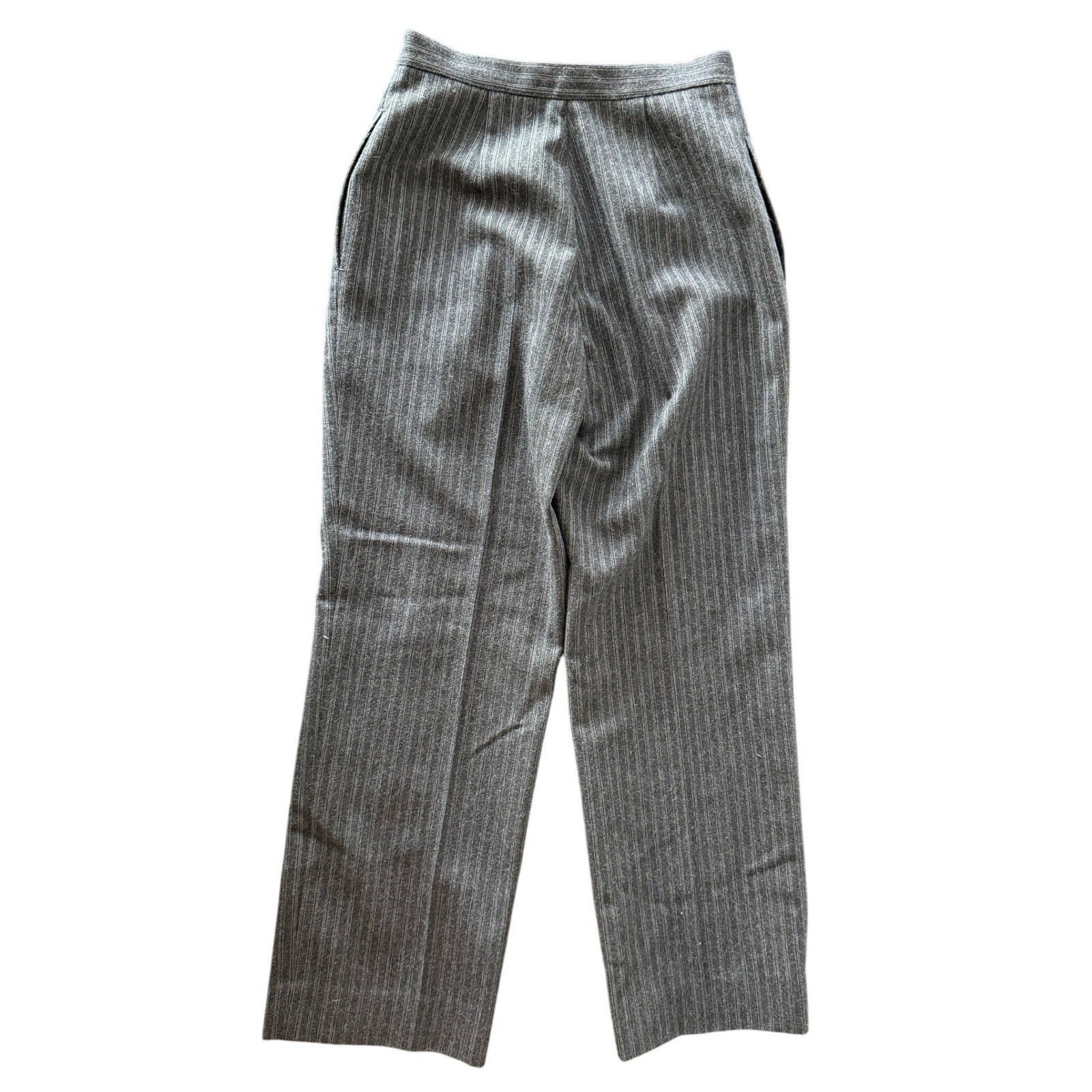 Sasson Vintage Gray Pinstripe Wool Blend Pleated High Waist Trousers Size 4/5
