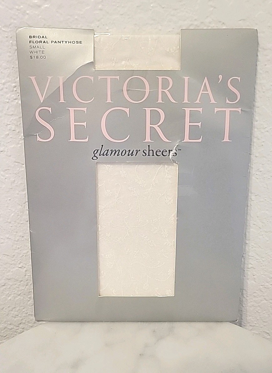 Vintage Victoria&rsquo;s Secret Bridal Floral Pantyhose White Small New Glamour Sheers