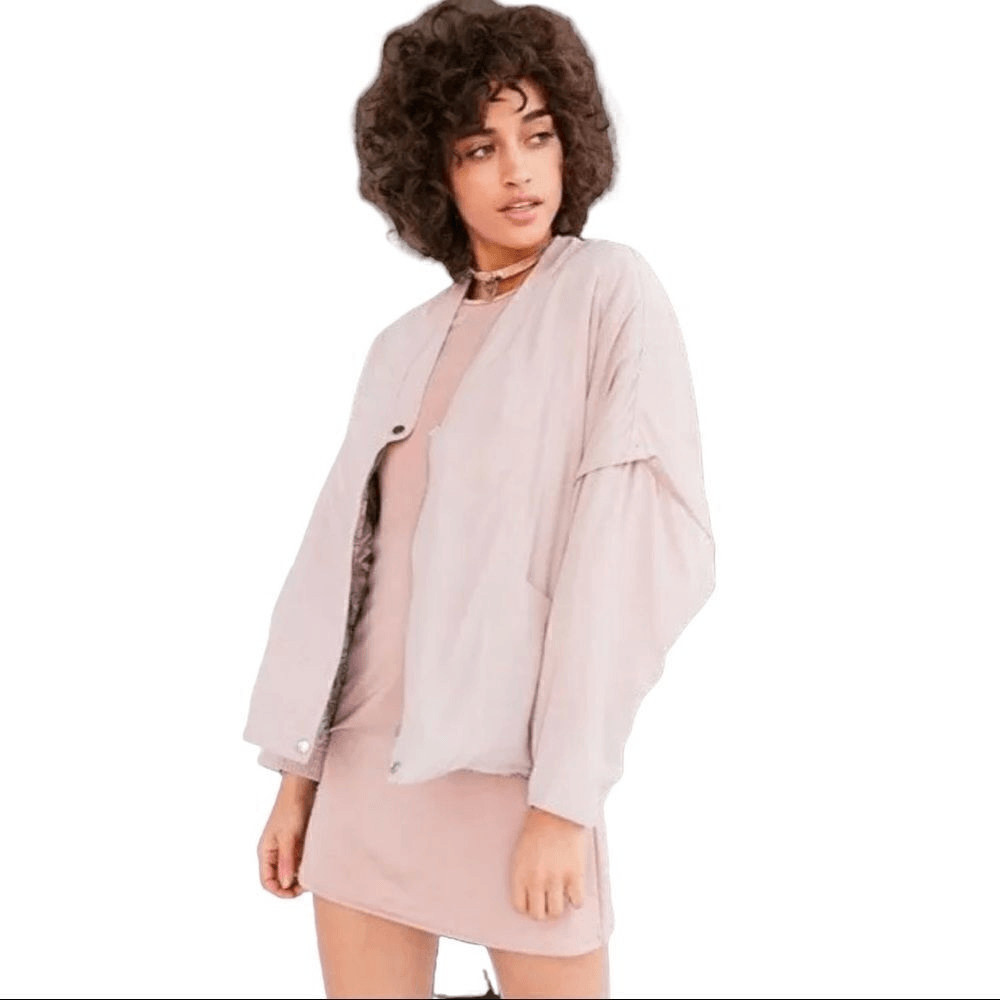 Anthropologie Kimchi Blue Pink Map or Solid Oversized Reversible Jacket