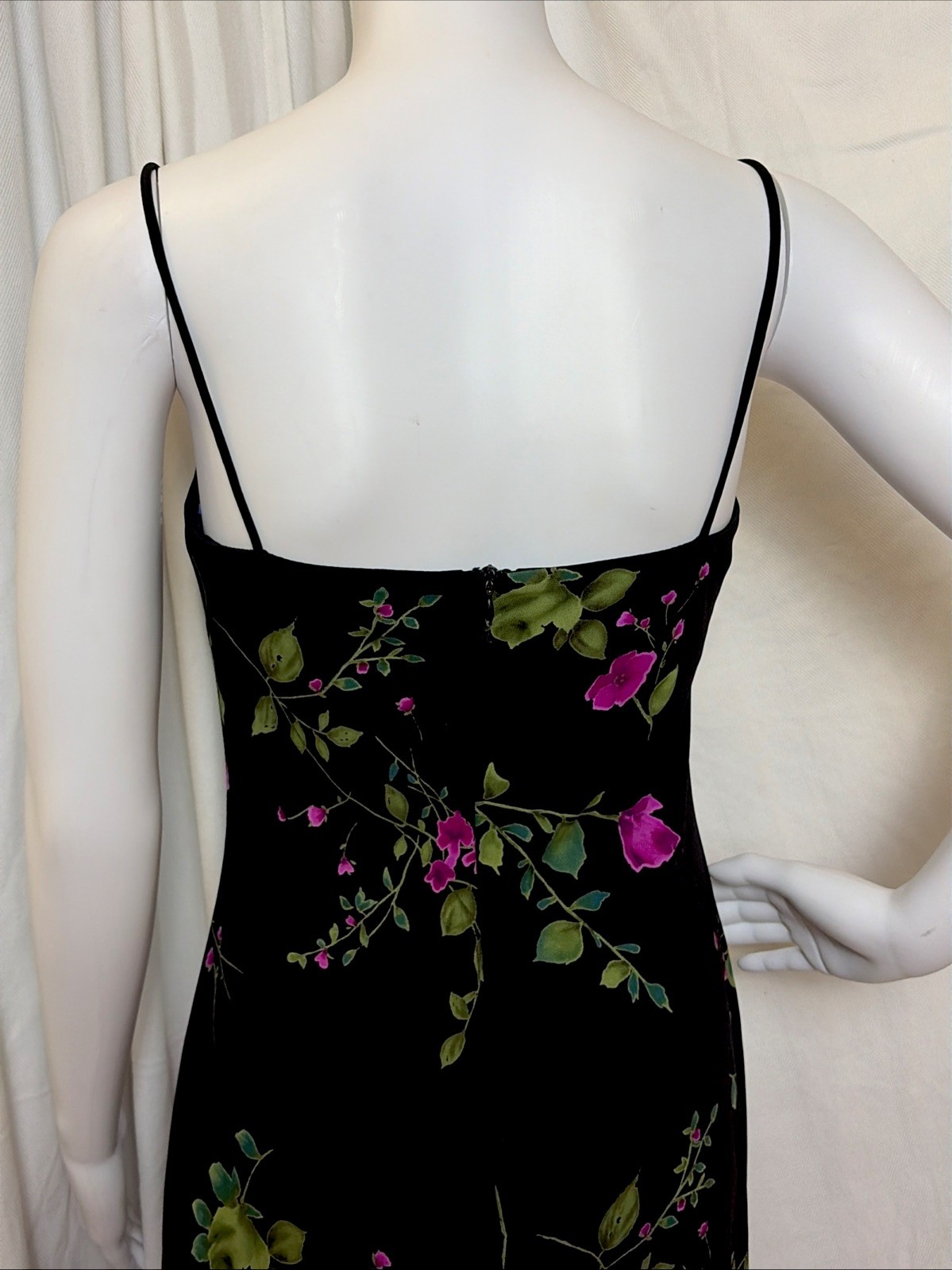 Vtg 90s Adrianna Rachel Kaye Vamp Goth Punk Dark Floral Jewel Slip Dress SZ 4P